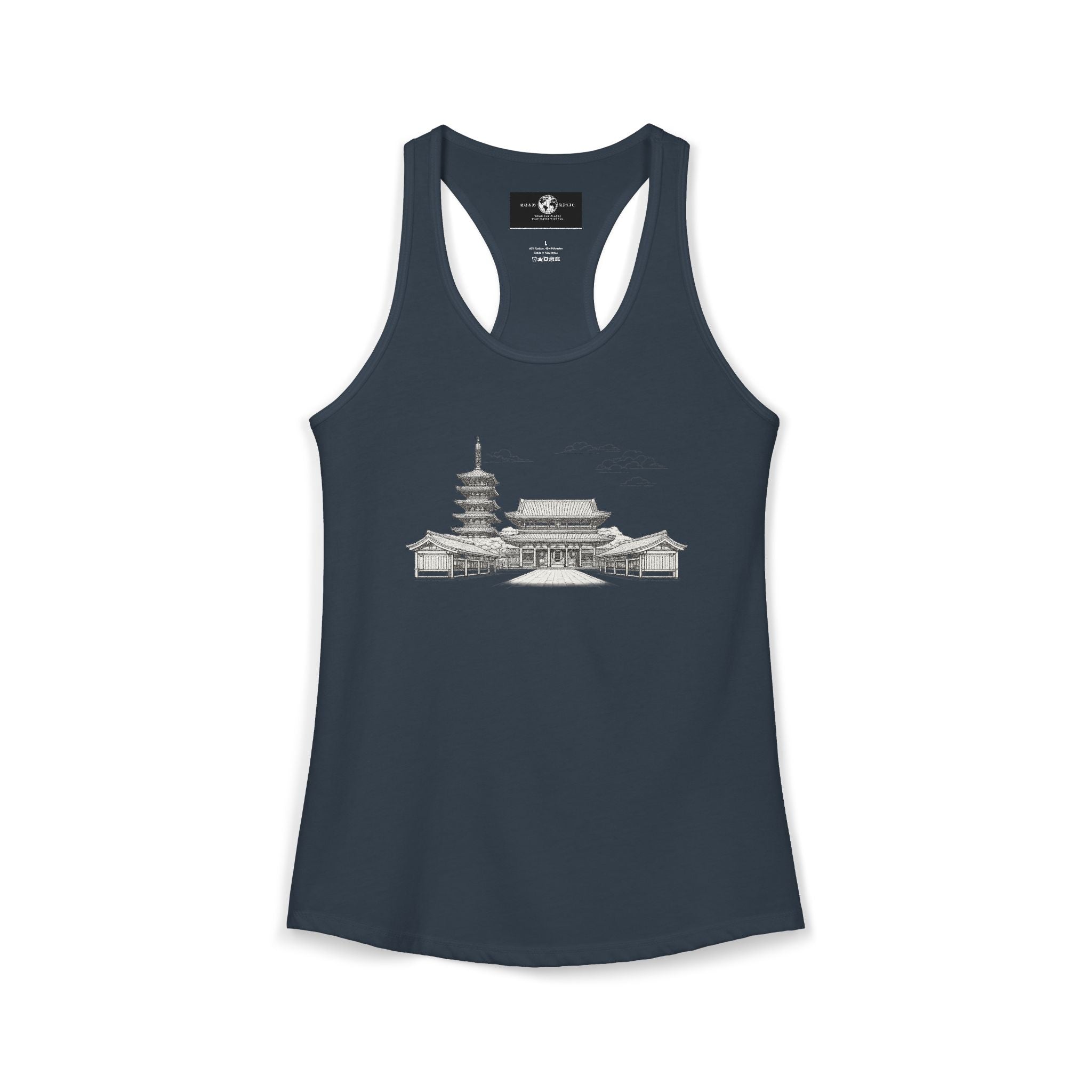 Asakusa Senso-ji Temple Racerback Tank — Minimal Outline Japan Travel Tee