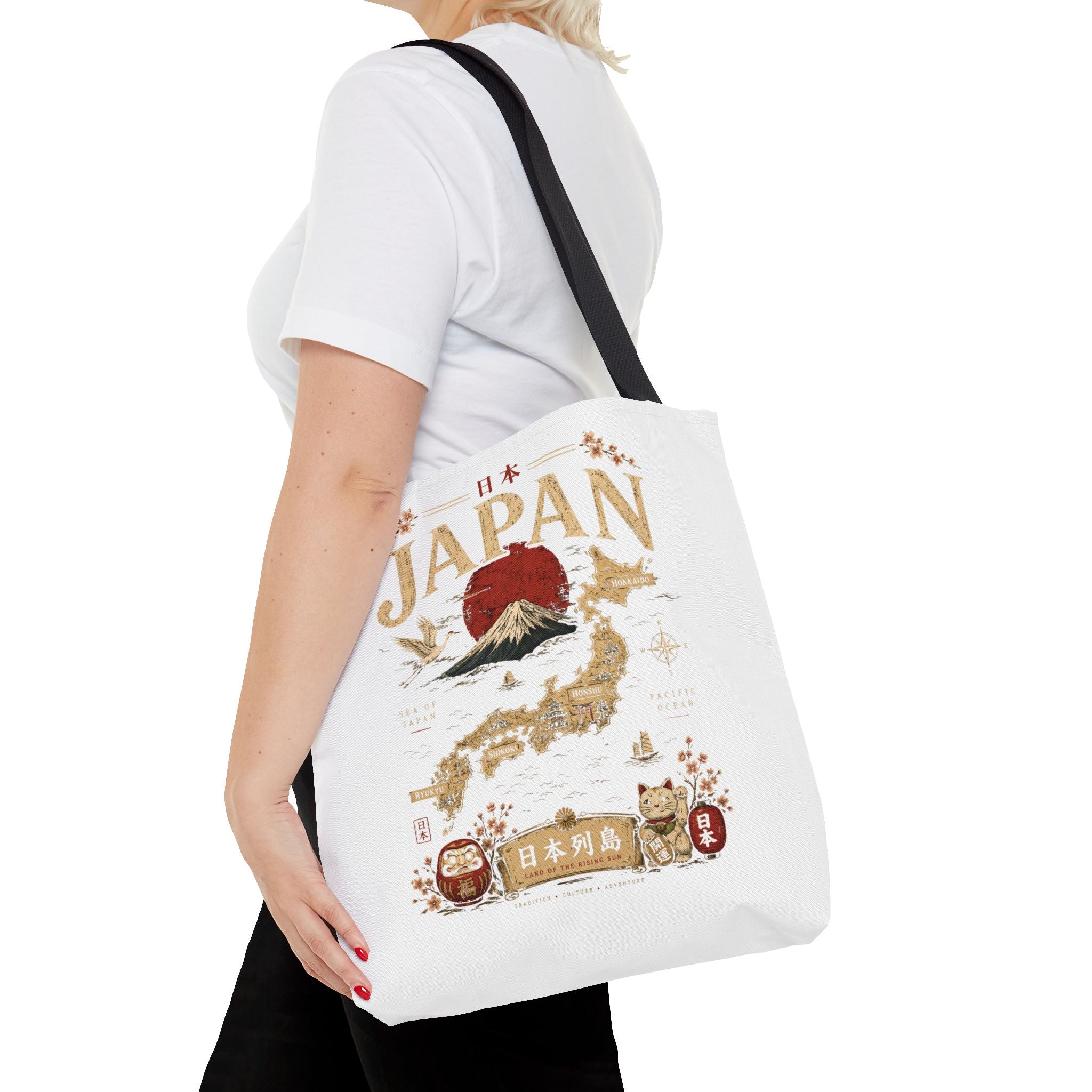 Japan Map Tote Bag – Mount Fuji & Rising Sun Travel Tote
