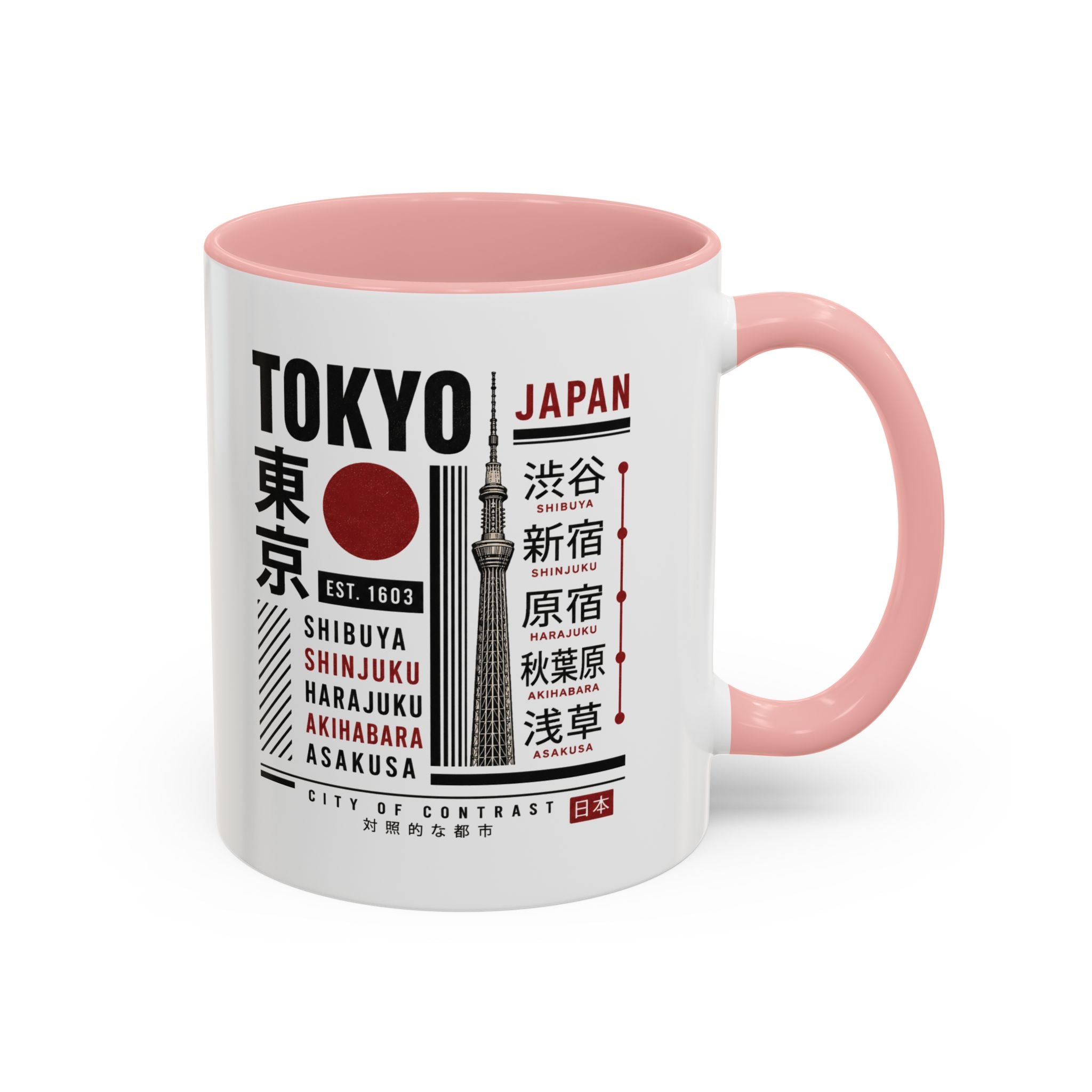 Tokyo Japan Accent Coffee Mug – Shibuya Shinjuku Harajuku Travel Souvenir (11/15oz)