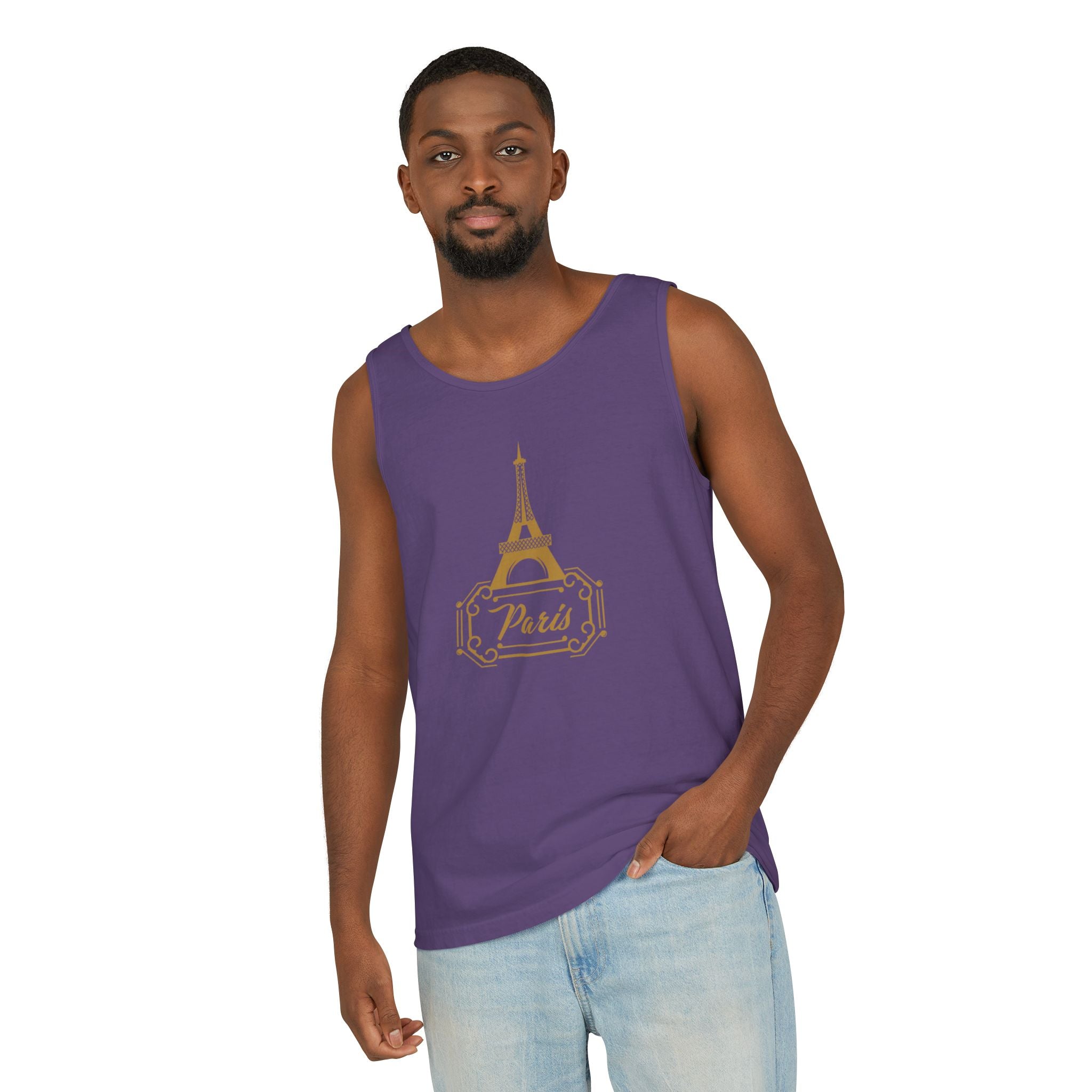 Paris Eiffel Tower Tank Top — Elegant Gold Paris Graphic