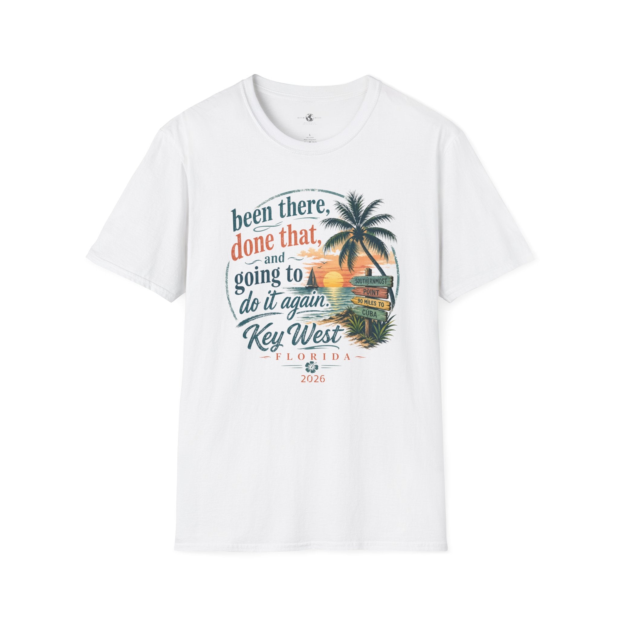 Key West Florida Vintage Sunset T-Shirt — "Been there, done that, and going to do it again" Travel Tee - Personalize with Custom Text
