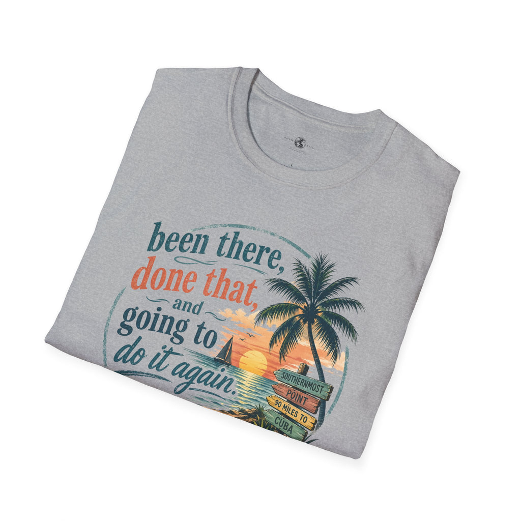 Key West Florida Vintage Sunset T-Shirt — "Been there, done that, and going to do it again" Travel Tee - Personalize with Custom Text