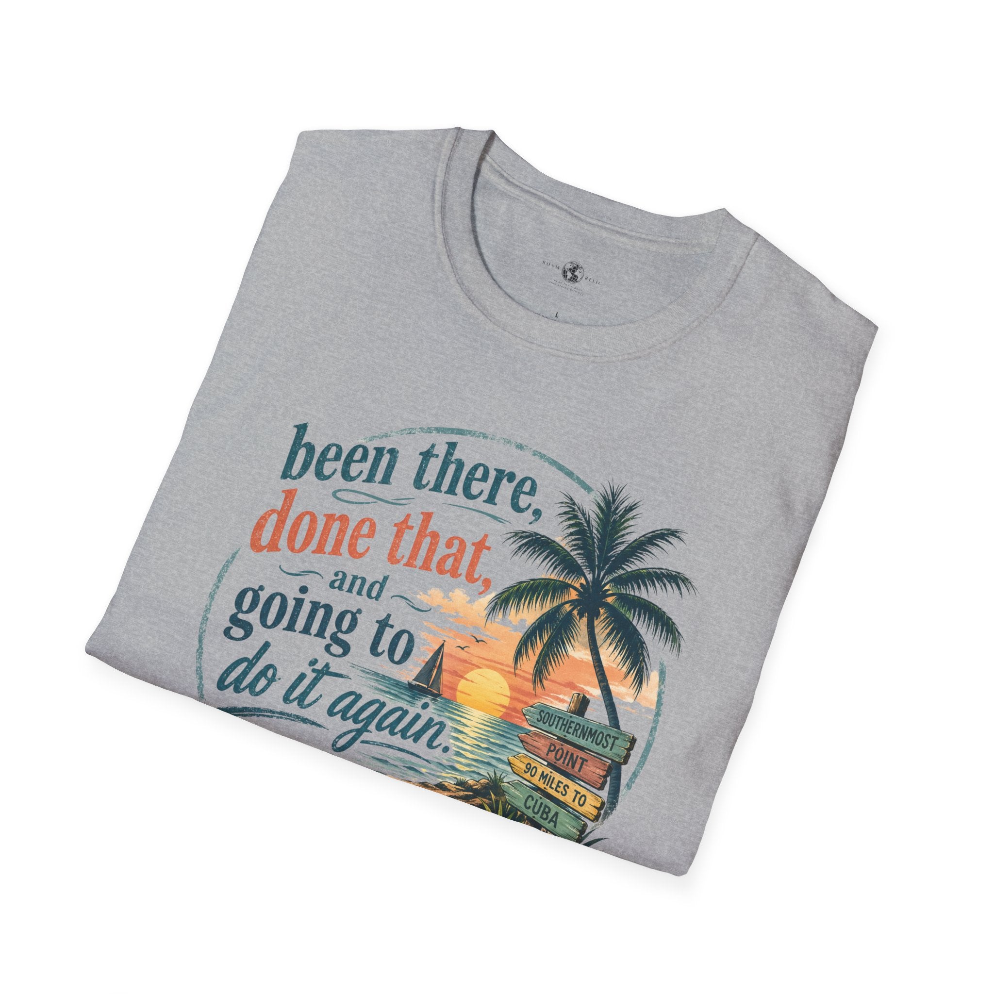 Key West Florida Vintage Sunset T-Shirt — "Been there, done that, and going to do it again" Travel Tee - Personalize with Custom Text