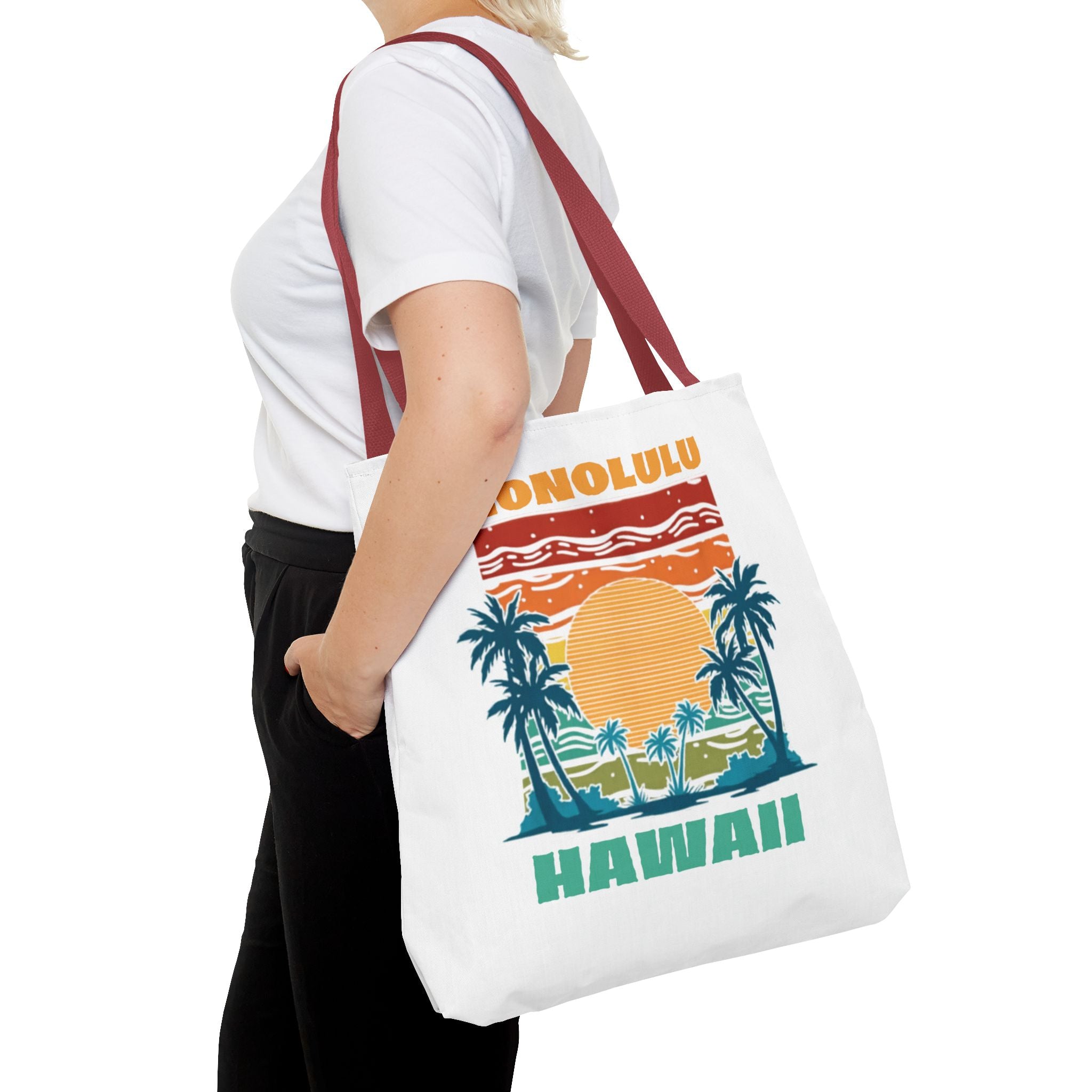 Honolulu Hawaii Sunset Tote Bag – Vintage Palm Beach Vacation Tote