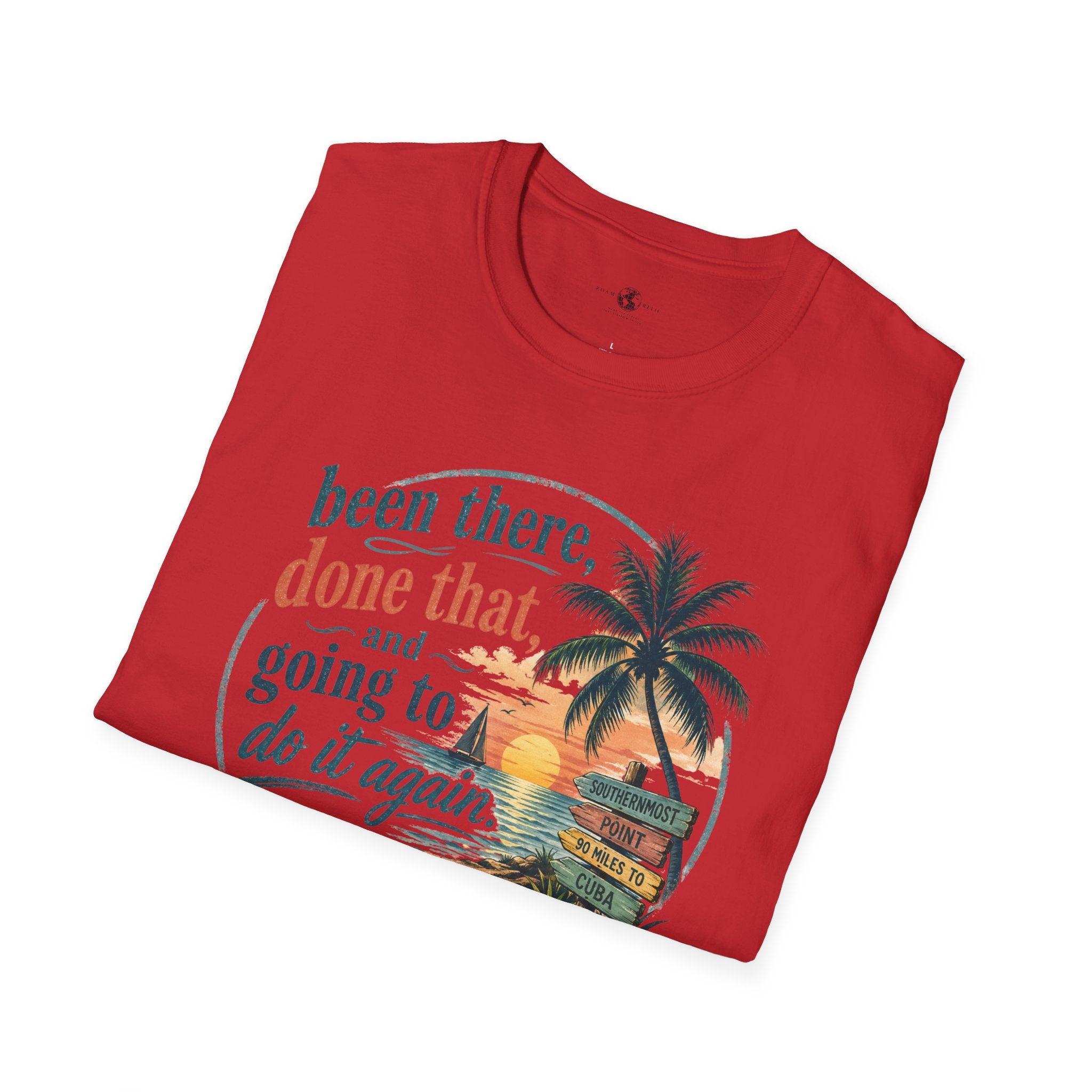 Key West Florida Vintage Sunset T-Shirt — "Been there, done that, and going to do it again" Travel Tee - Personalize with Custom Text