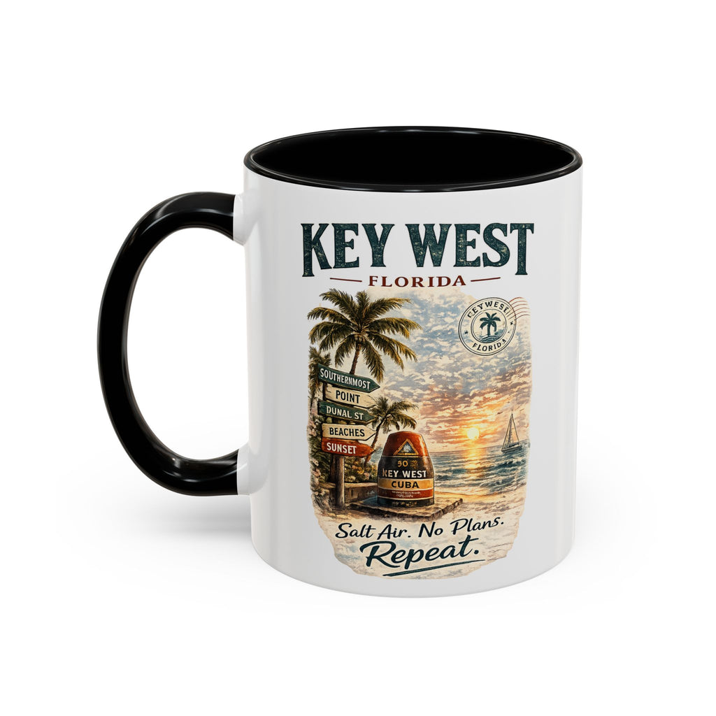 Key West Florida Coffee Mug - 'Salt Air. No Plans. Repeat.' Beach Souvenir Accent Mug (11/15oz)