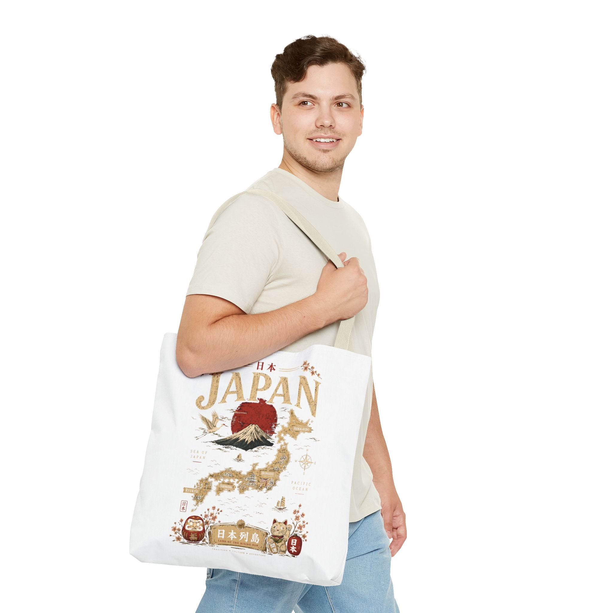 Japan Map Tote Bag – Mount Fuji & Rising Sun Travel Tote