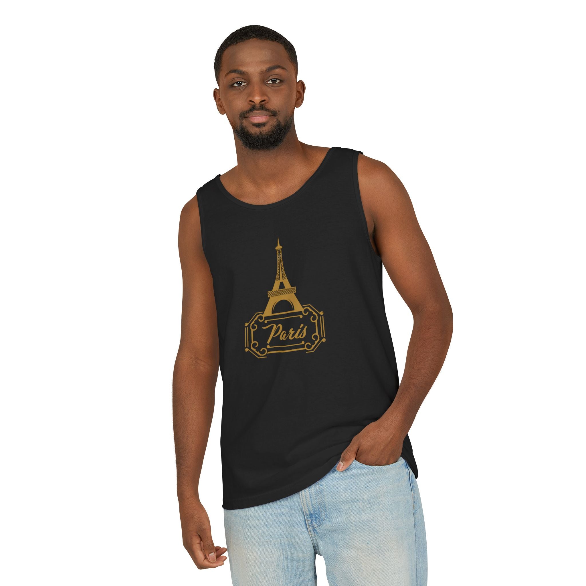 Paris Eiffel Tower Tank Top — Elegant Gold Paris Graphic