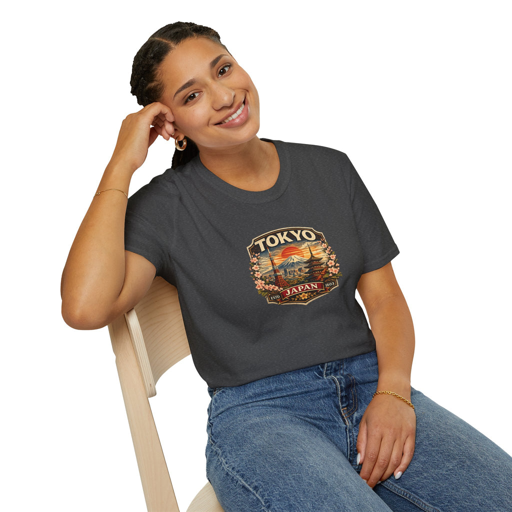 Tokyo Japan Vintage Badge T-Shirt — Mt. Fuji & Pagoda Travel Souvenir Tee