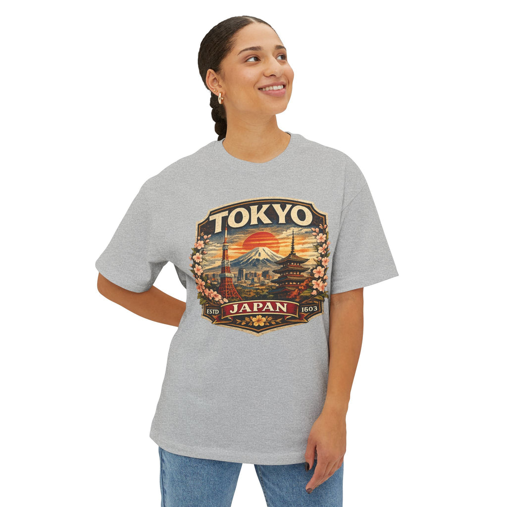 Tokyo Japan Vintage Badge Tee — Retro Mount Fuji & Sakura Graphic T-Shirt
