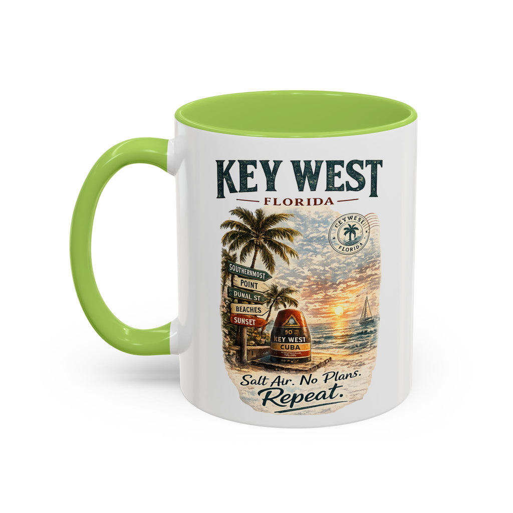 Key West Florida Coffee Mug - 'Salt Air. No Plans. Repeat.' Beach Souvenir Accent Mug (11/15oz)