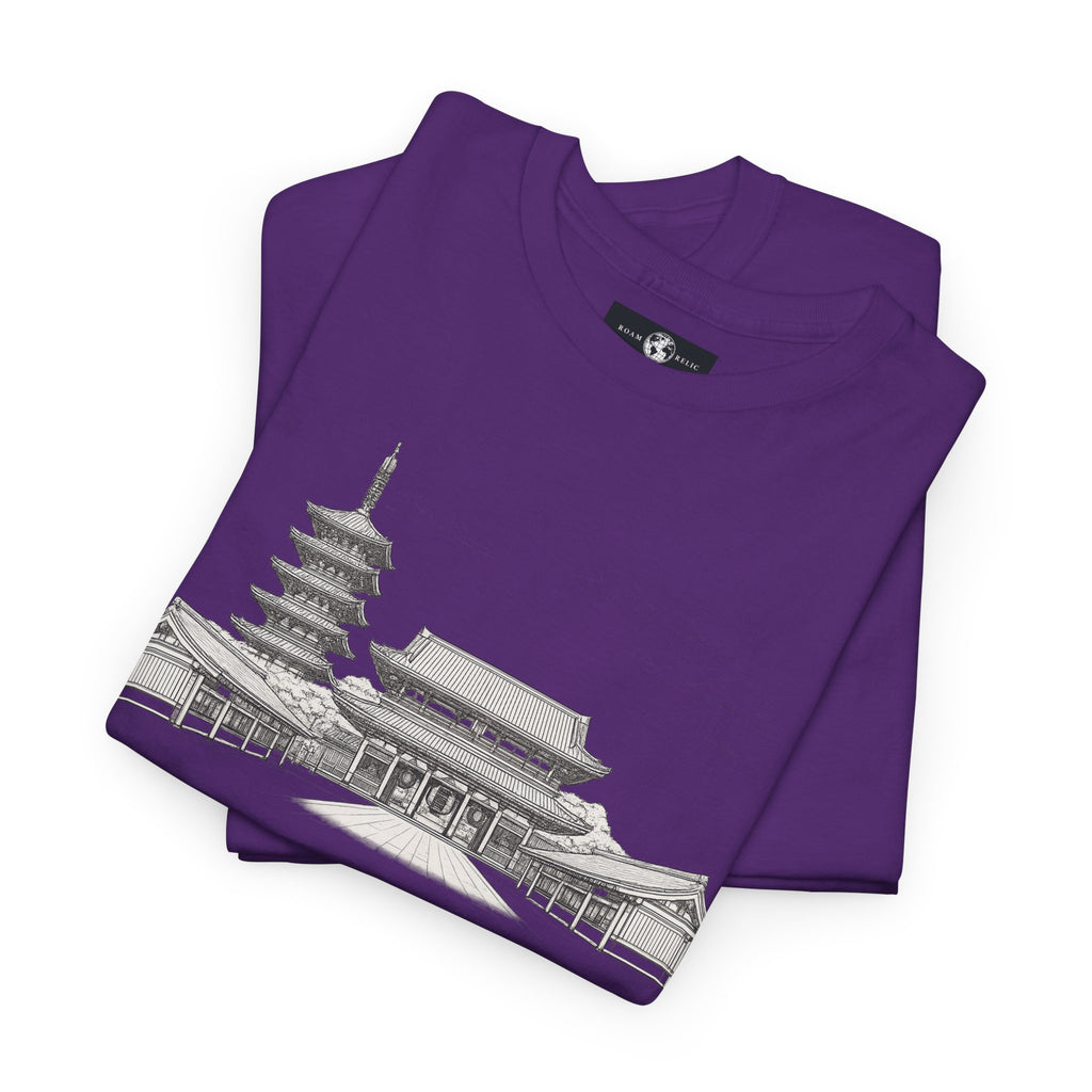 Senso‑ji Temple Outline Tee — Asakusa Japan Travel Graphic Shirt