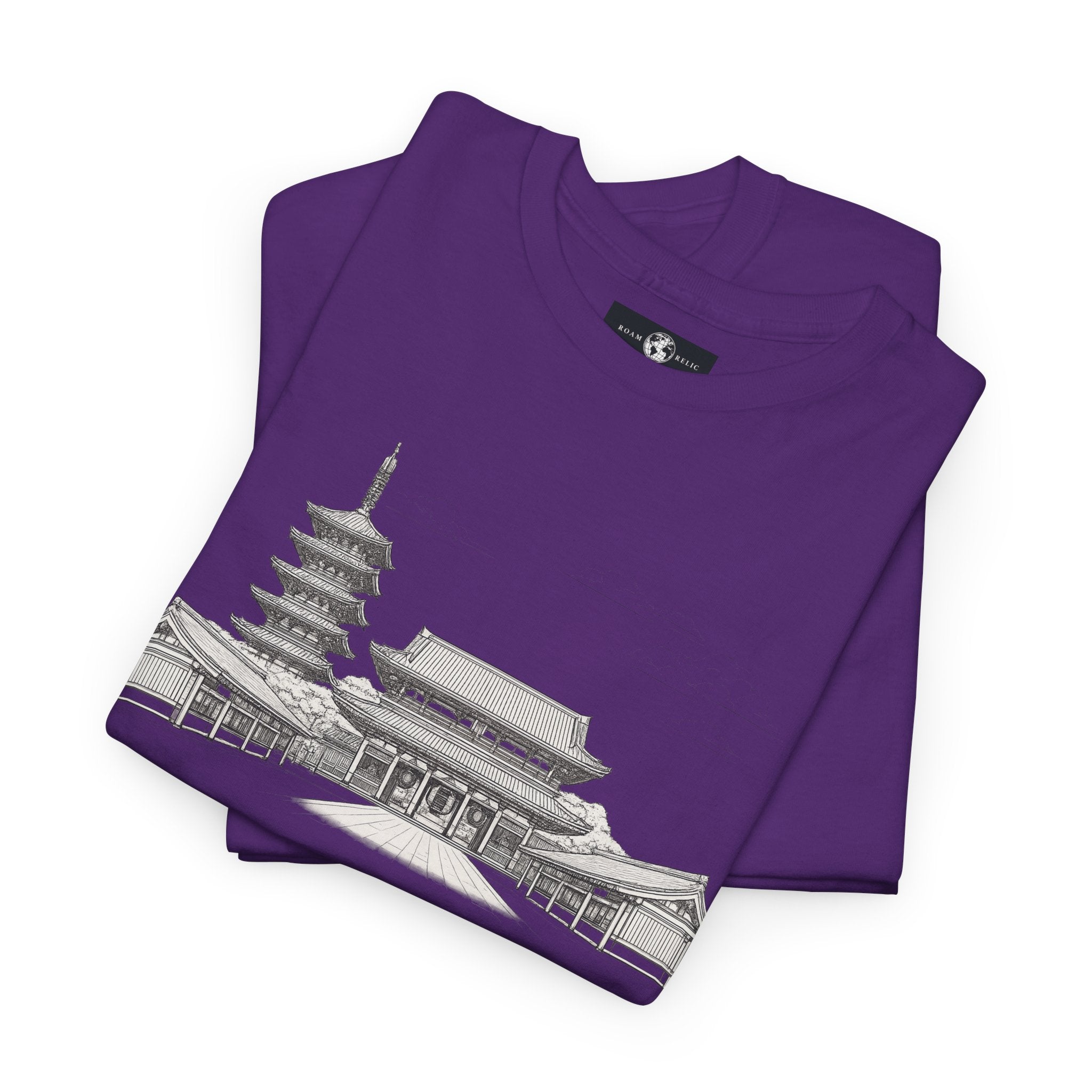 Senso‑ji Temple Outline Tee — Asakusa Japan Travel Graphic Shirt