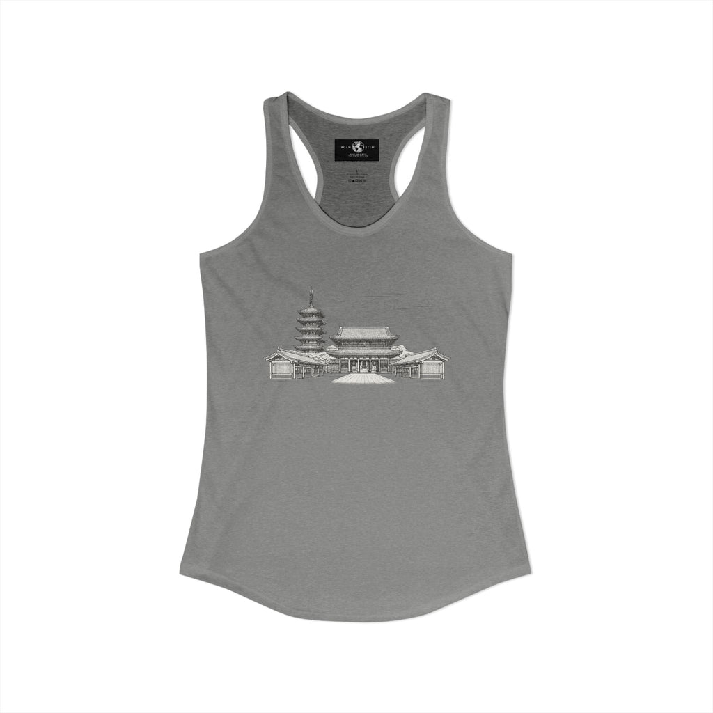 Asakusa Senso-ji Temple Racerback Tank — Minimal Outline Japan Travel Tee