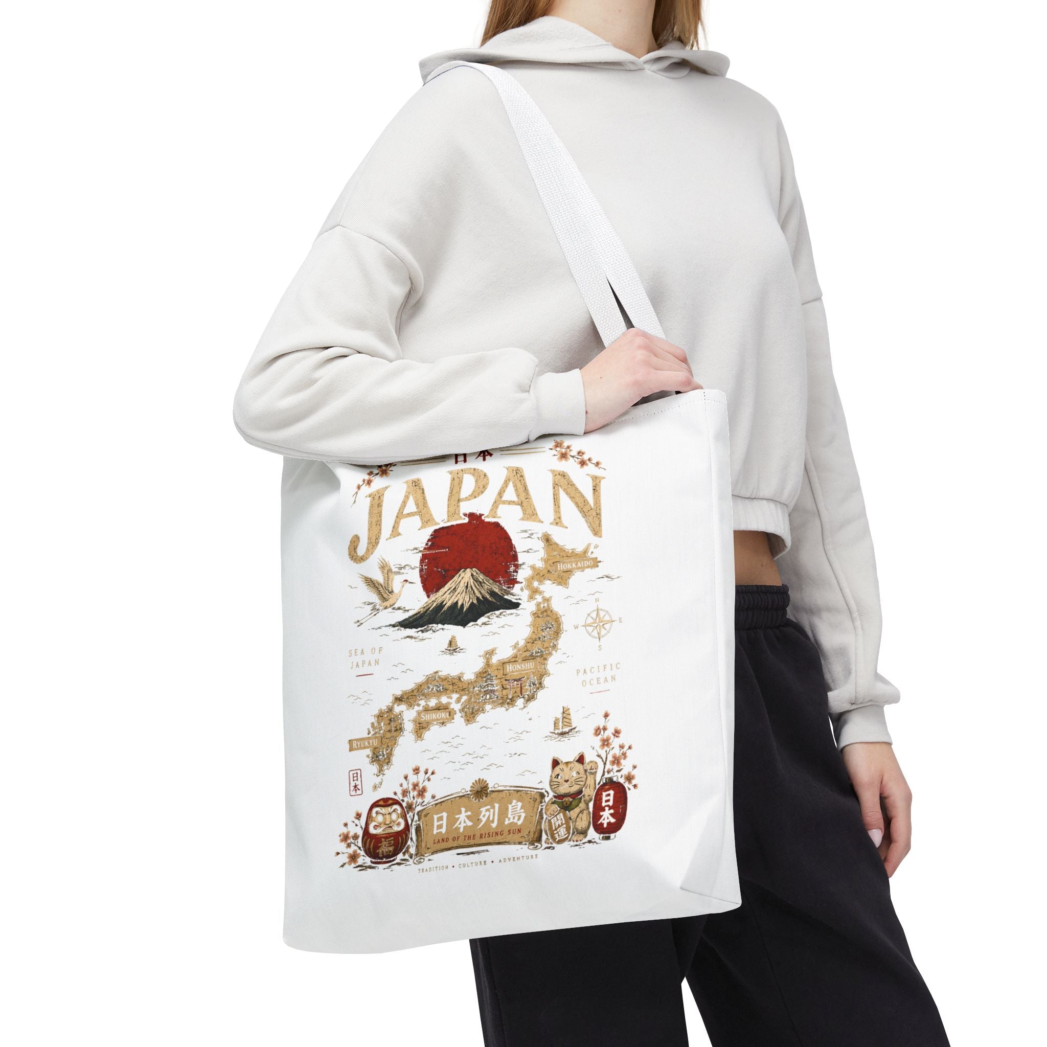 Japan Map Tote Bag – Mount Fuji & Rising Sun Travel Tote