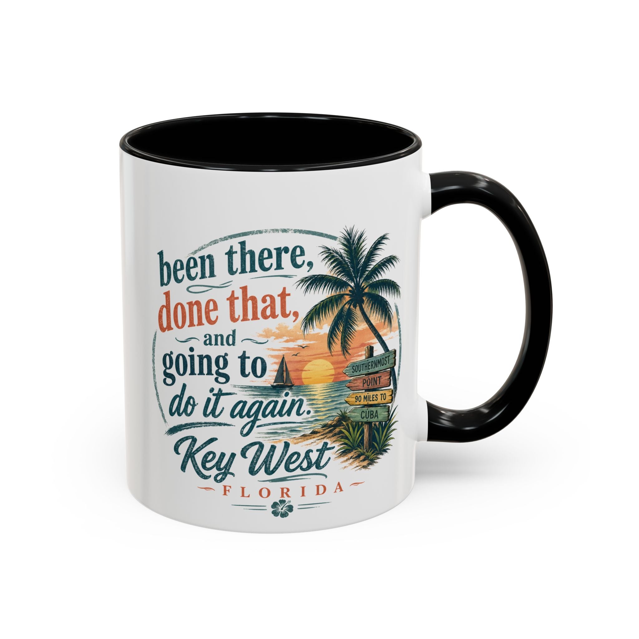 Key West Florida Coffee Mug — "Been There, Done That, Going to Do It Again" Tropical Travel Mug (11/15oz)