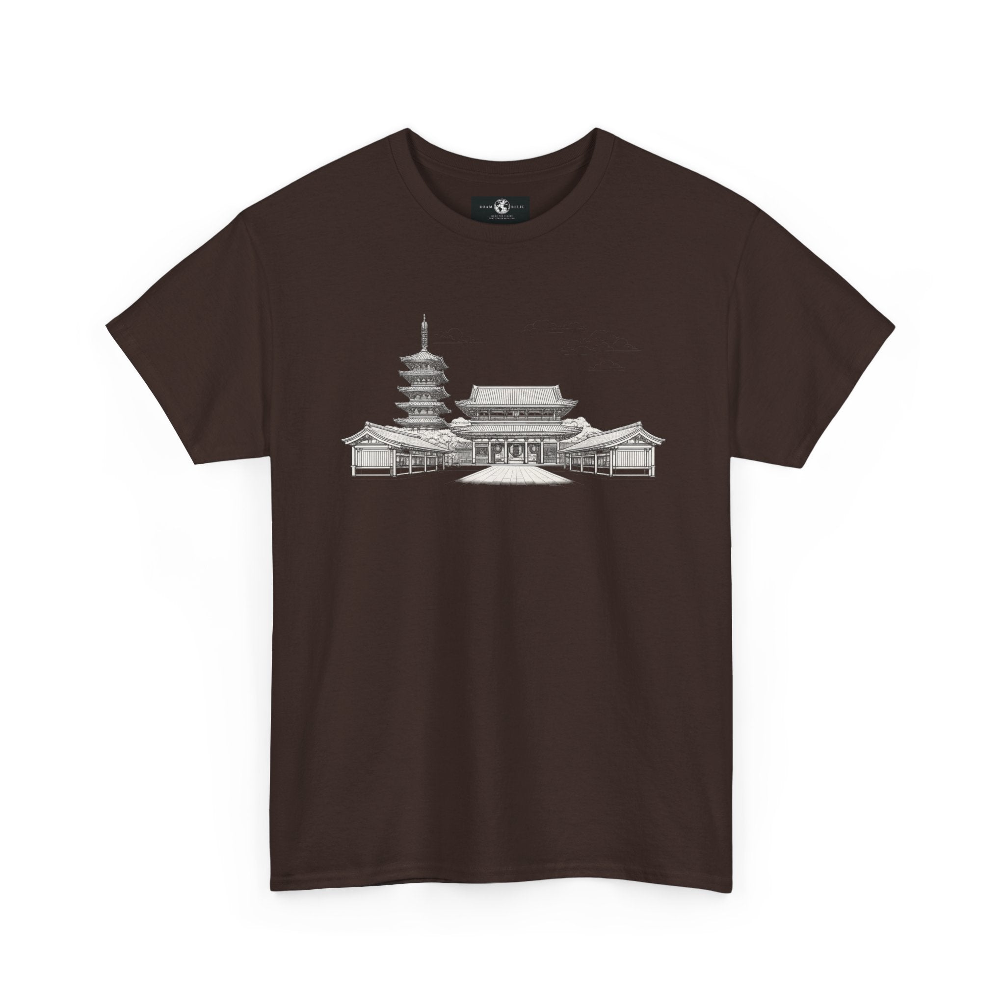 Senso‑ji Temple Outline Tee — Asakusa Japan Travel Graphic Shirt