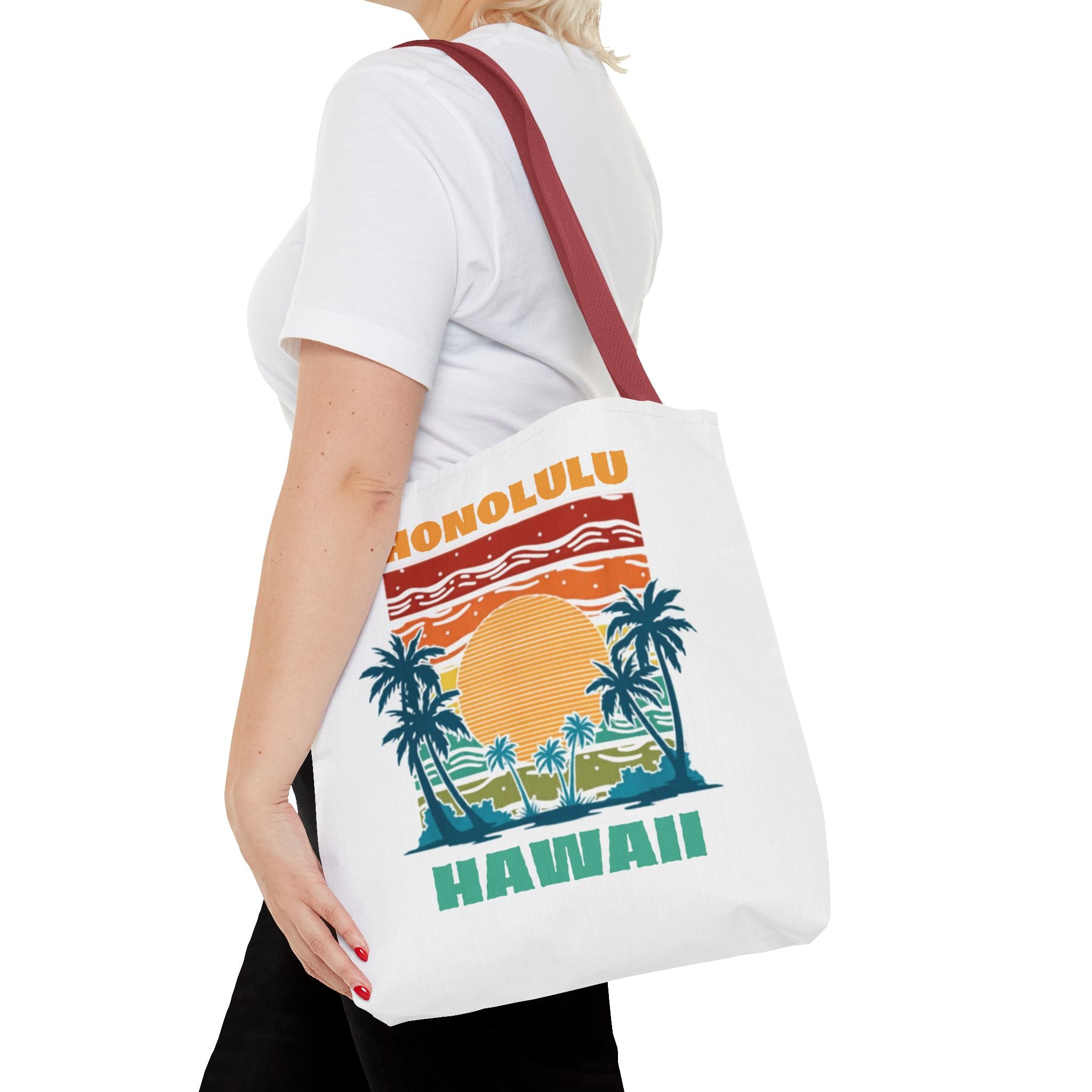 Honolulu Hawaii Sunset Tote Bag – Vintage Palm Beach Vacation Tote