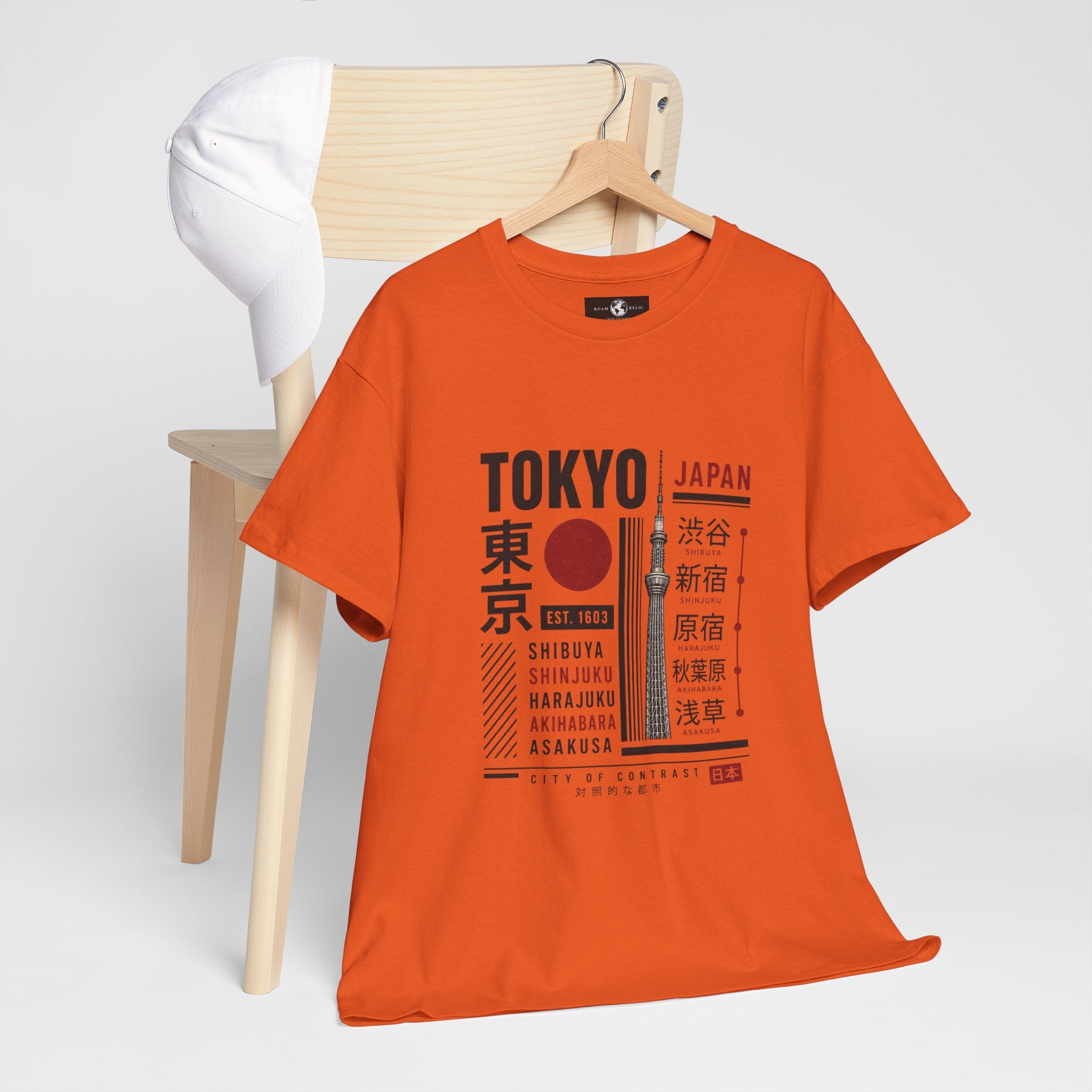 Tokyo Japan Graphic T-Shirt – Kanji City Names & Red Sun Travel Tee