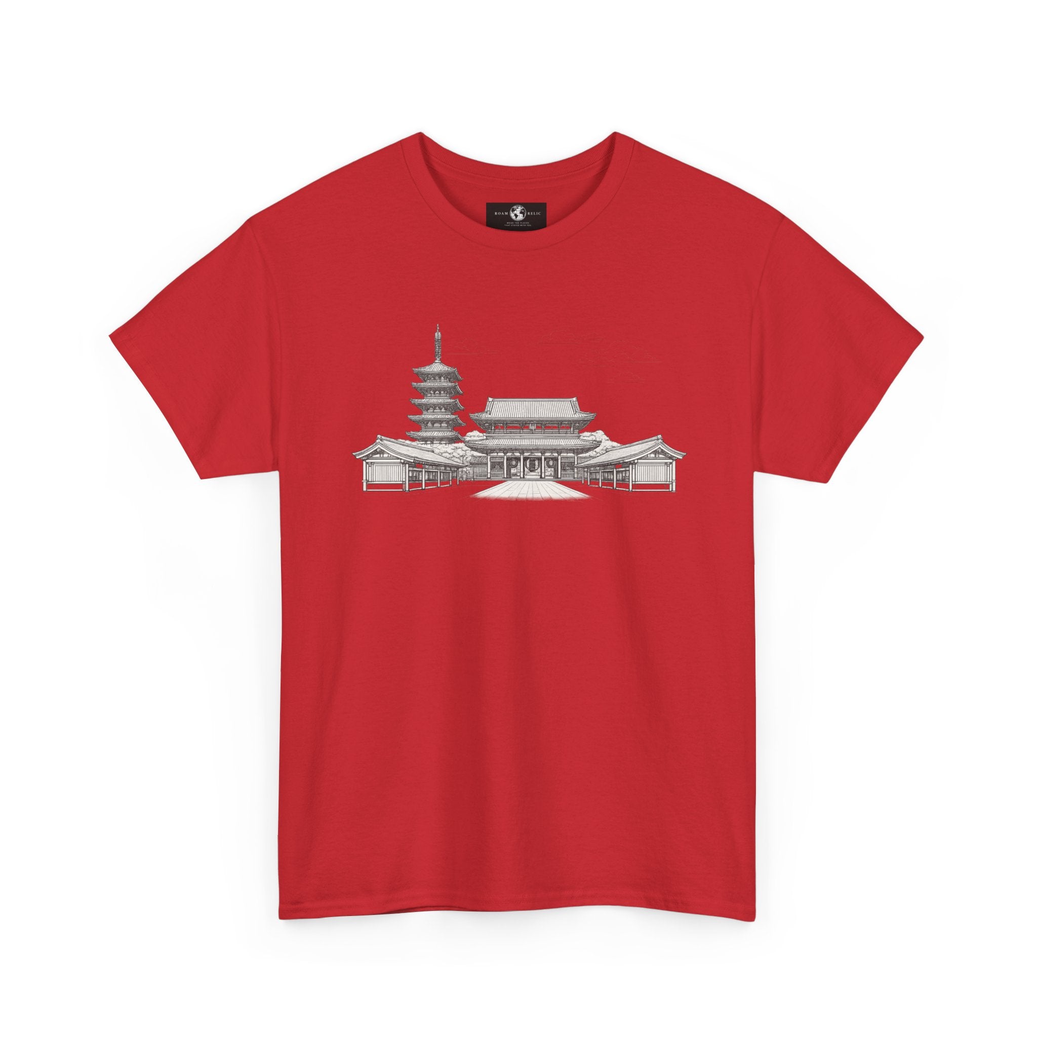 Senso‑ji Temple Outline Tee — Asakusa Japan Travel Graphic Shirt