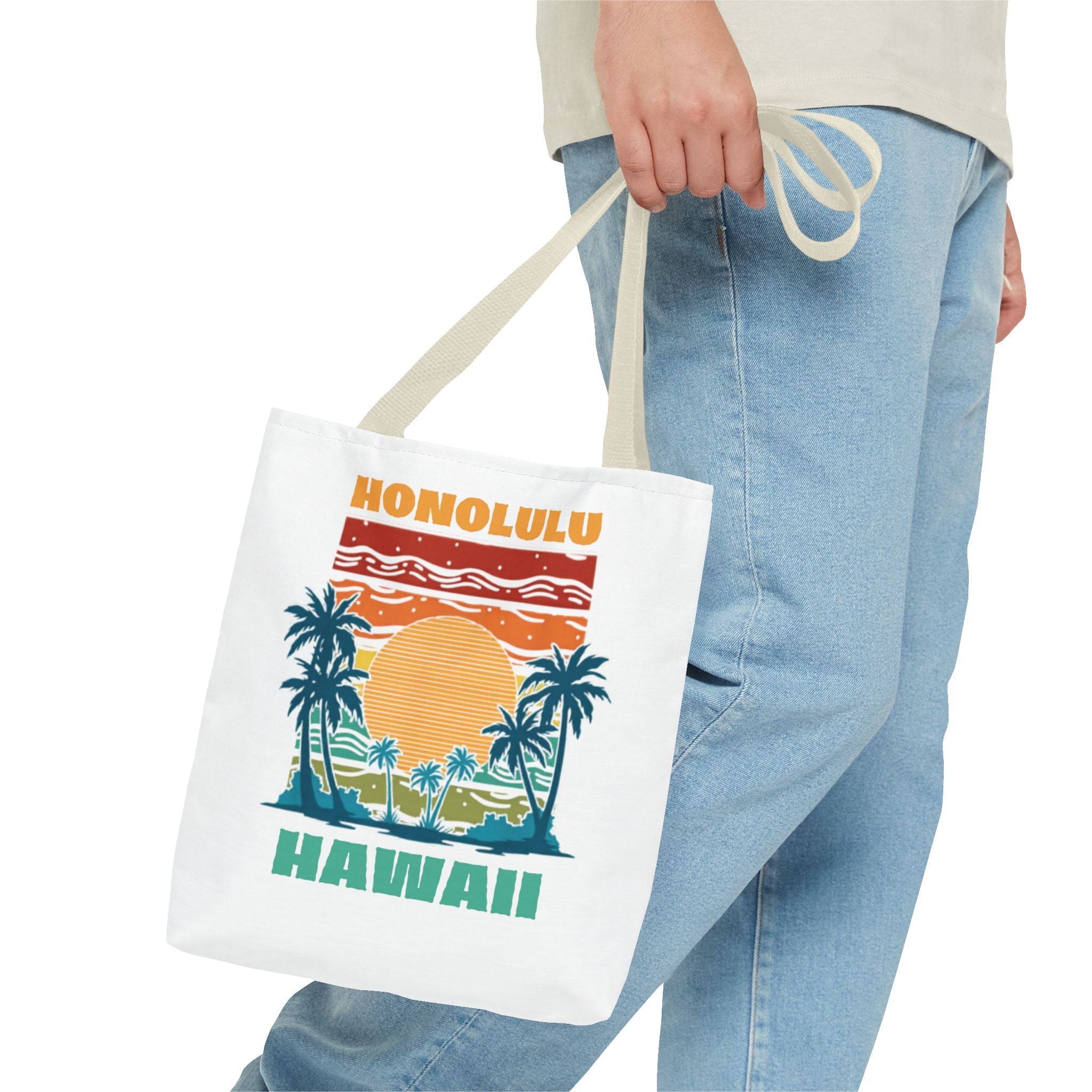 Honolulu Hawaii Sunset Tote Bag – Vintage Palm Beach Vacation Tote