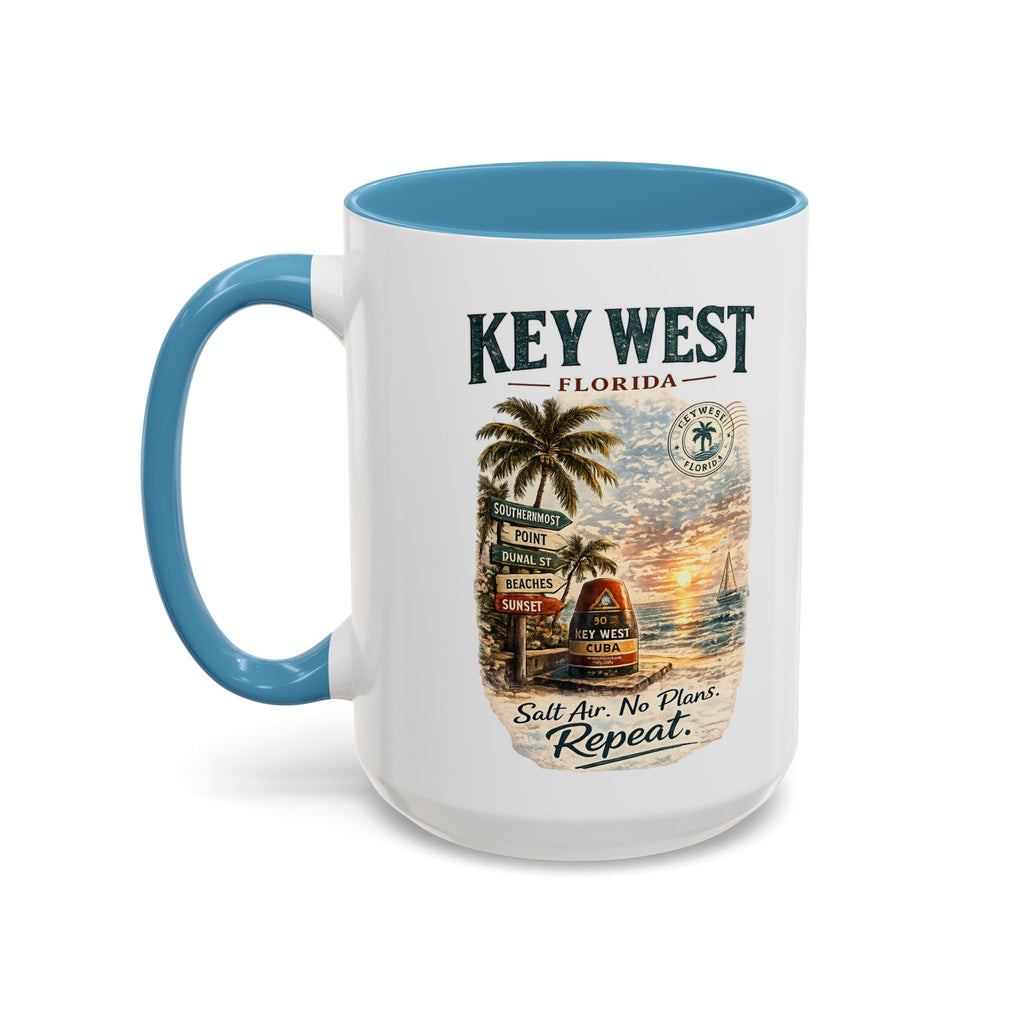 Key West Florida Coffee Mug - 'Salt Air. No Plans. Repeat.' Beach Souvenir Accent Mug (11/15oz)