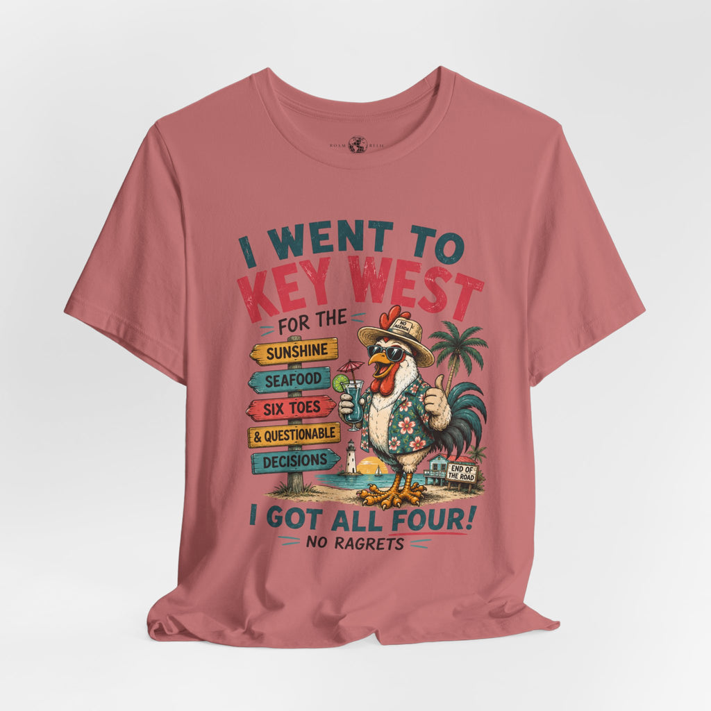 Key West Vacation T‑Shirt — “I Went to Key West for the Sunshine, Seafood, Six Toes & Questionable Decisions” - No Ragrets