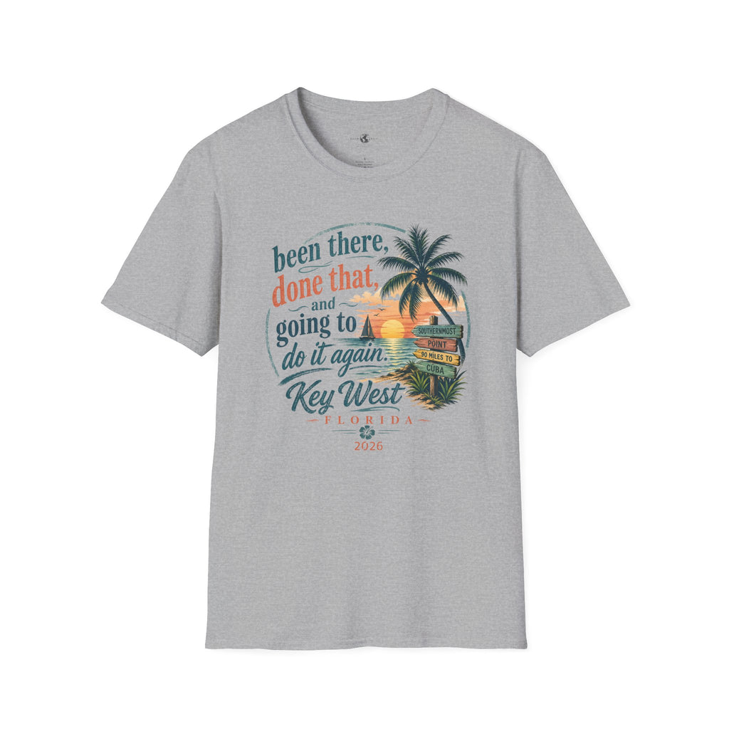 Key West Florida Vintage Sunset T-Shirt — "Been there, done that, and going to do it again" Travel Tee - Personalize with Custom Text