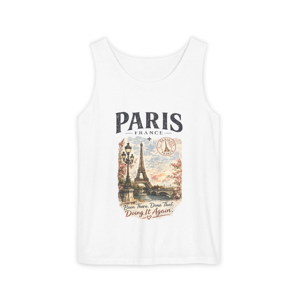 Paris Vintage Postcard Tank Top — Eiffel Tower Graphic Travel Tee