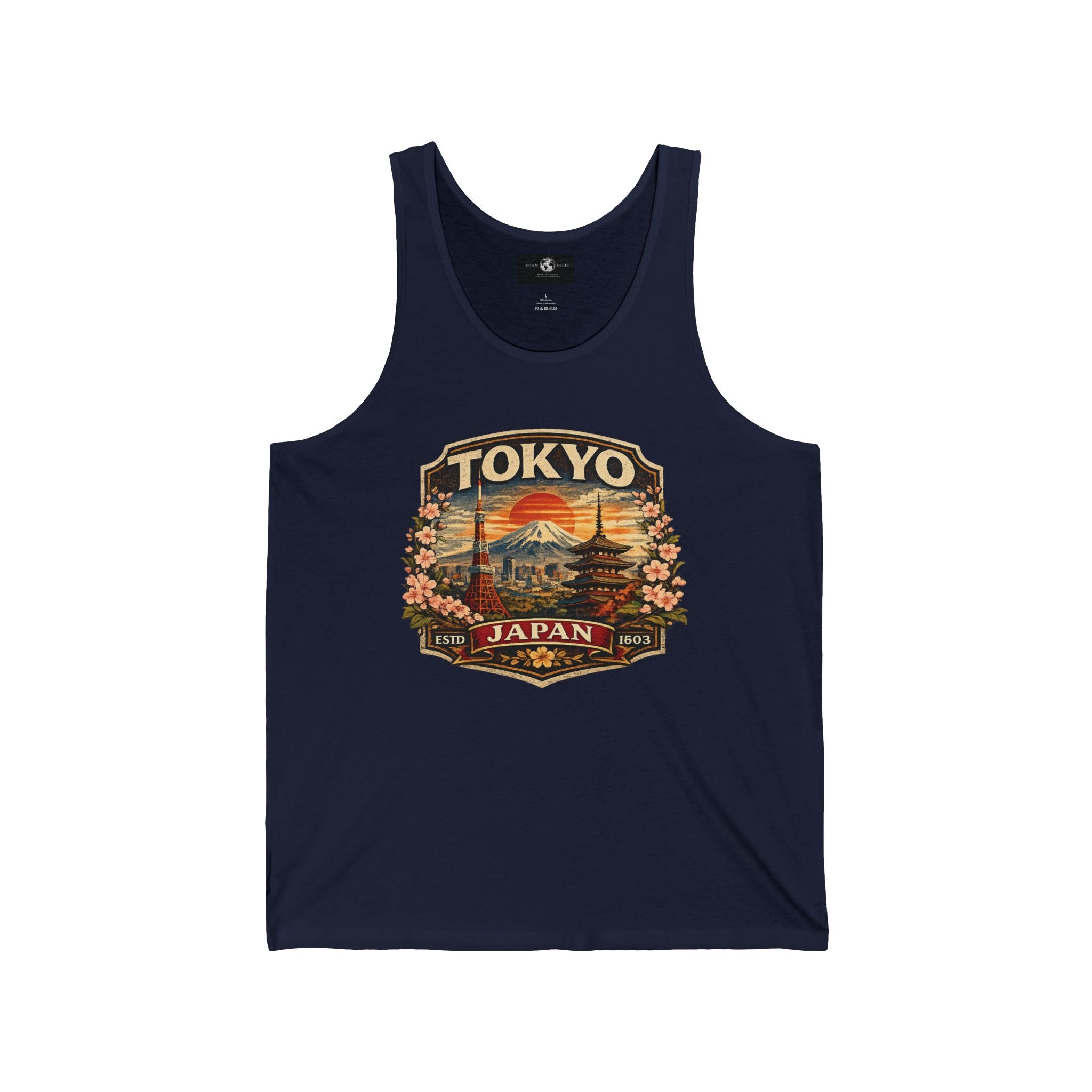 Tokyo Japan Vintage Travel Tank Top — Retro Mt. Fuji & Cherry Blossom Graphic