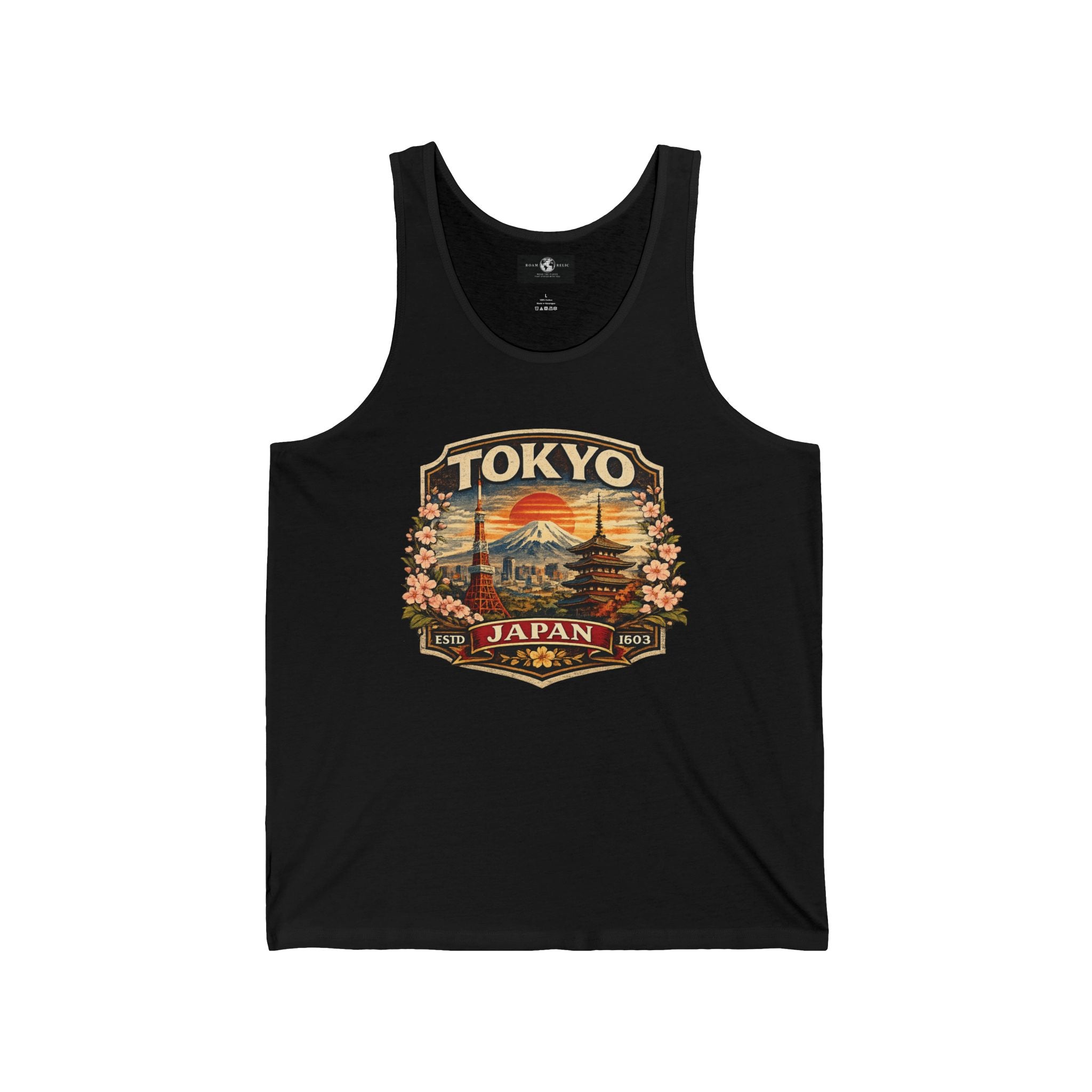 Tokyo Japan Vintage Travel Tank Top — Retro Mt. Fuji & Cherry Blossom Graphic