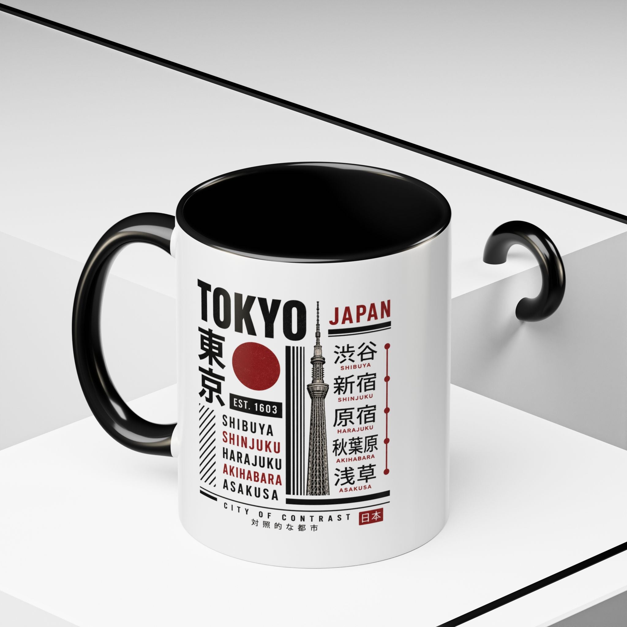 Tokyo Japan Accent Coffee Mug – Shibuya Shinjuku Harajuku Travel Souvenir (11/15oz)
