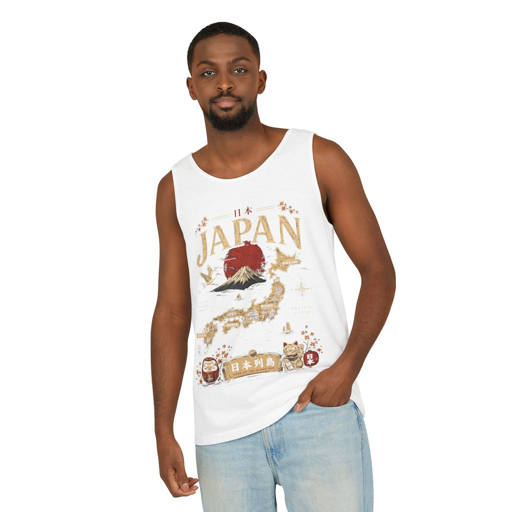 Japan Vintage Travel Tank Top — Mount Fuji & Lucky Cat Graphic