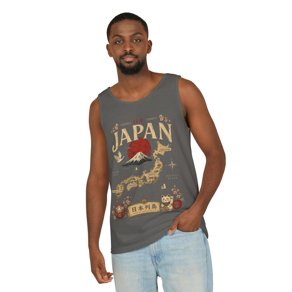 Japan Vintage Travel Tank Top — Mount Fuji & Lucky Cat Graphic