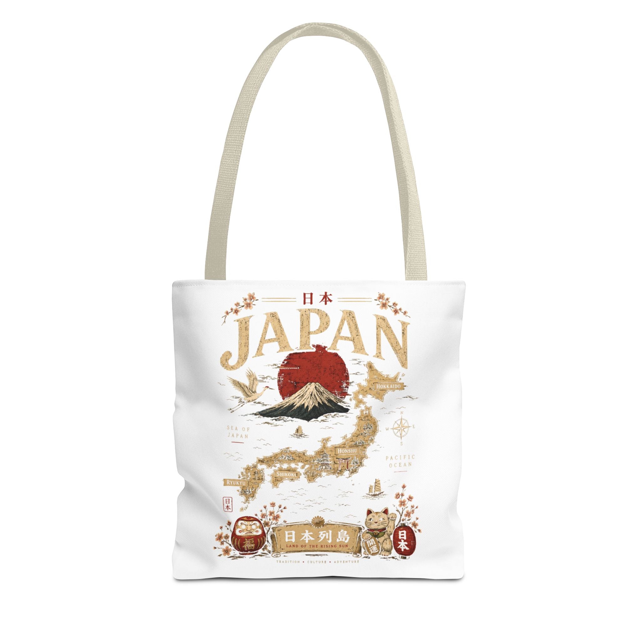 Japan Map Tote Bag – Mount Fuji & Rising Sun Travel Tote