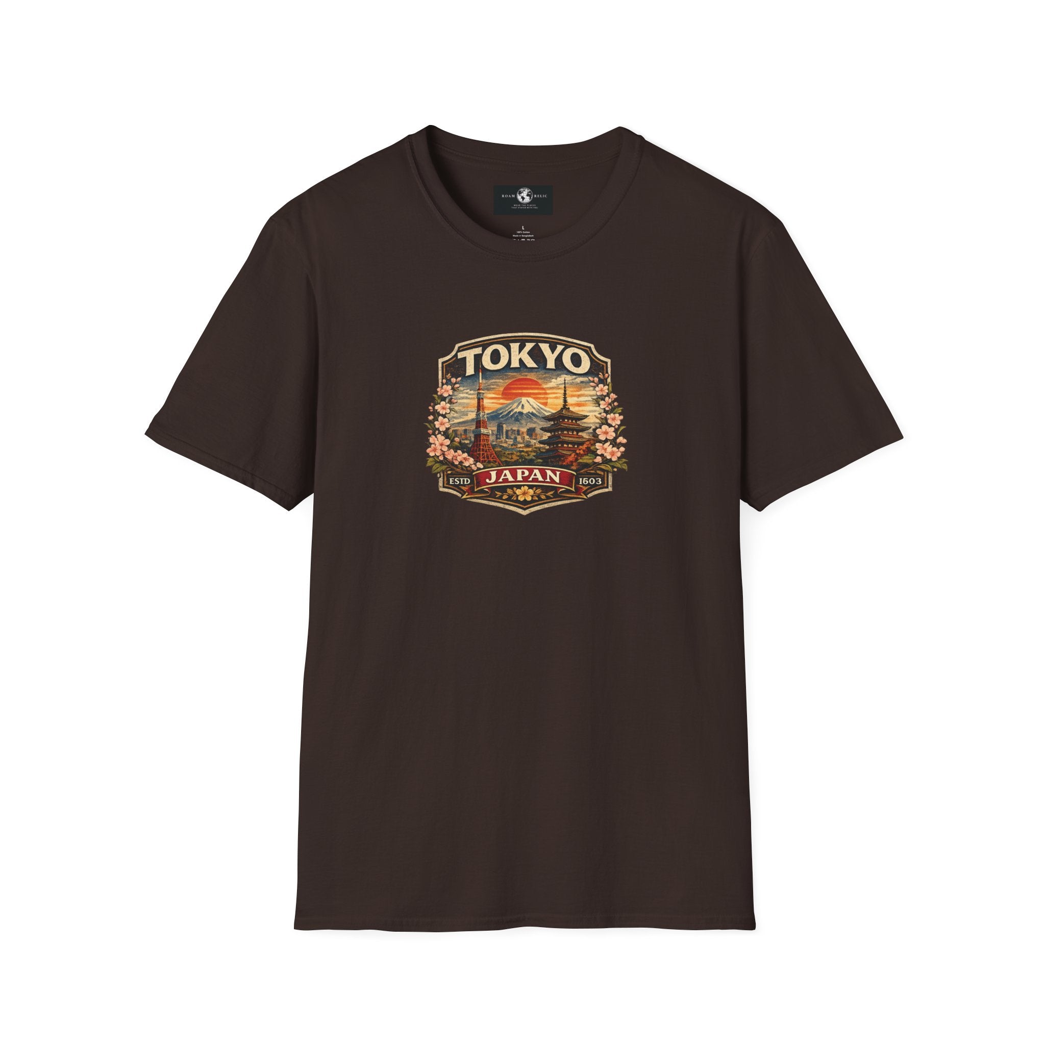 Tokyo Japan Vintage Badge T-Shirt — Mt. Fuji & Pagoda Travel Souvenir Tee