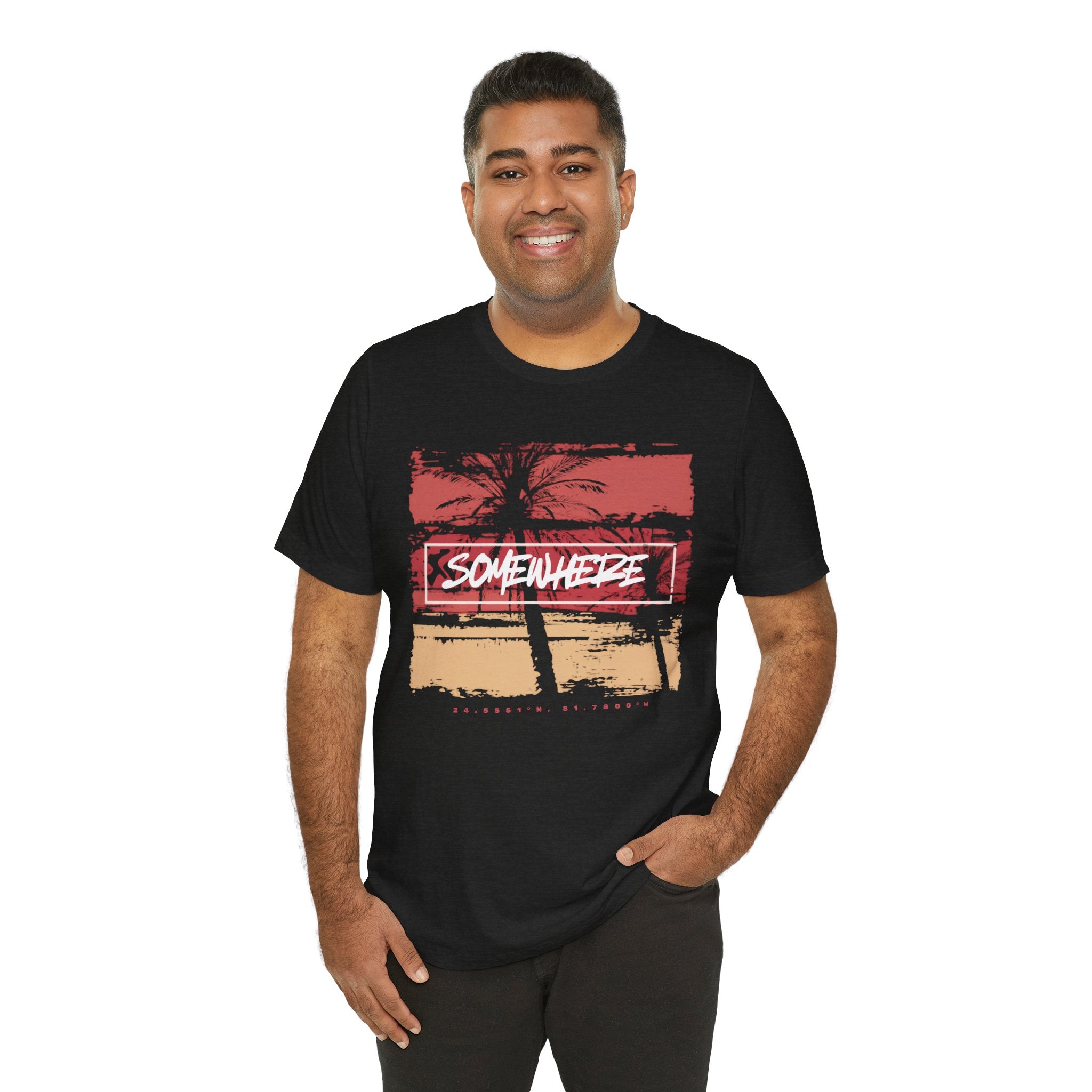Somewhere Key West Coordinates T-Shirt — 24.5551N 81.7800W