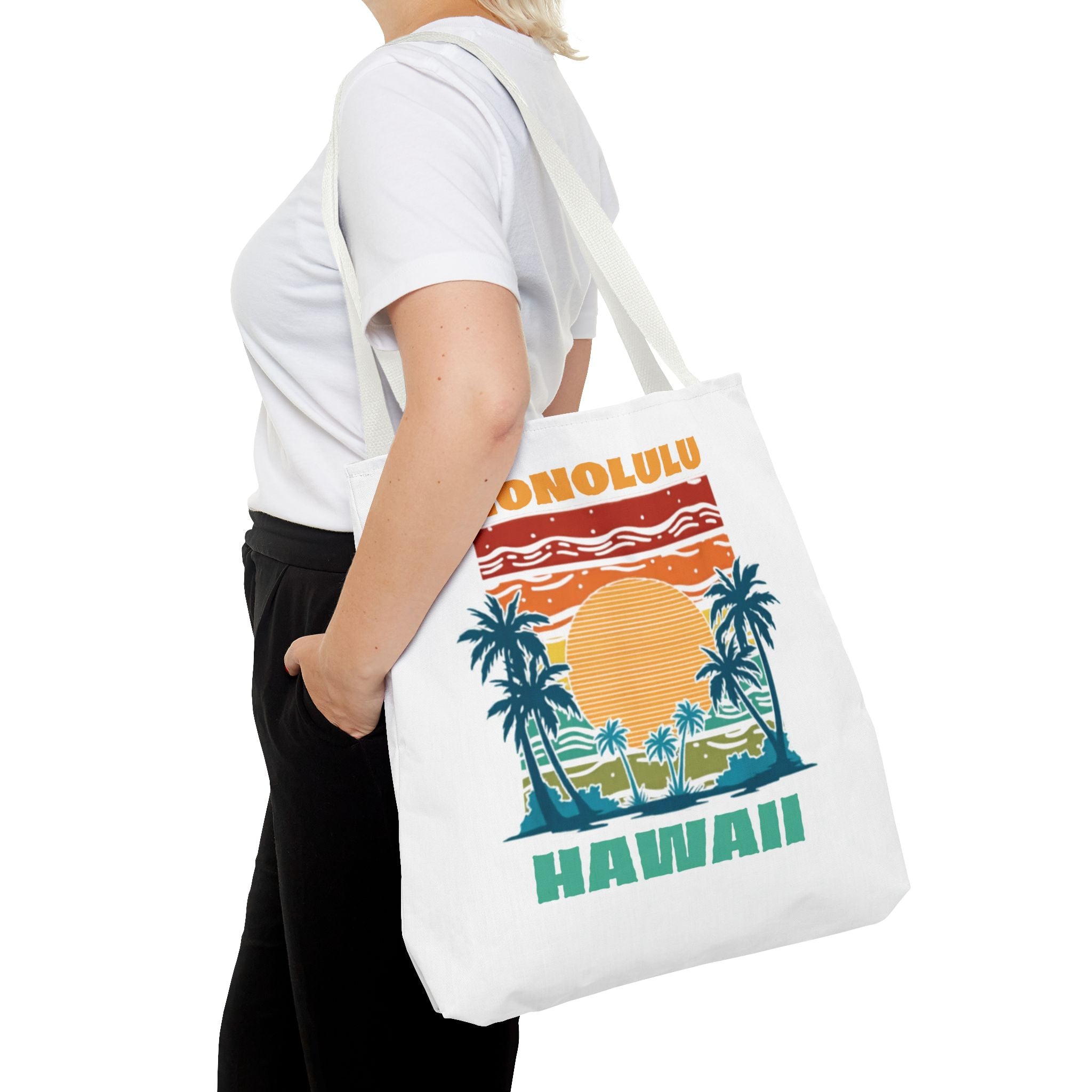 Honolulu Hawaii Sunset Tote Bag – Vintage Palm Beach Vacation Tote