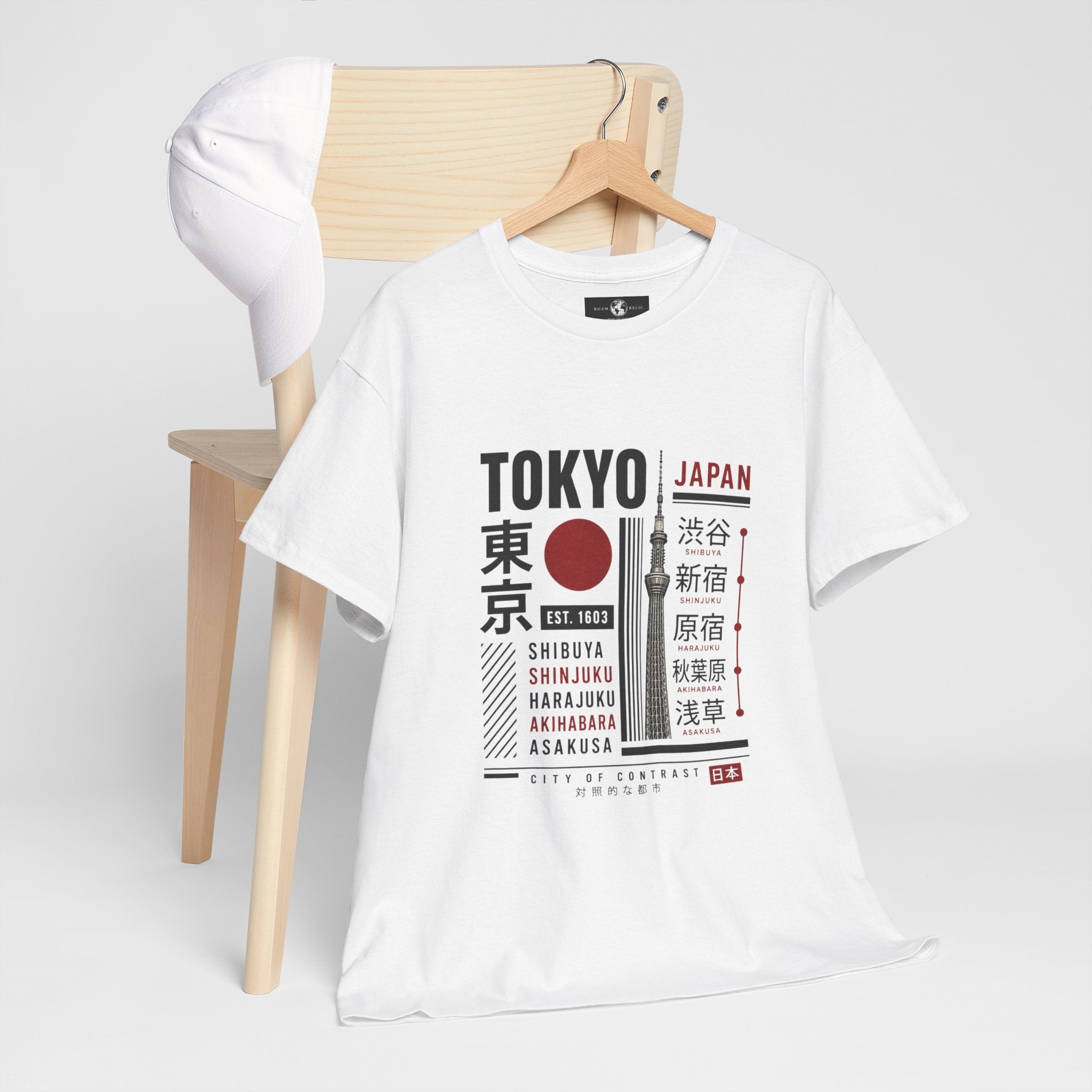 Tokyo Japan Graphic T-Shirt – Kanji City Names & Red Sun Travel Tee