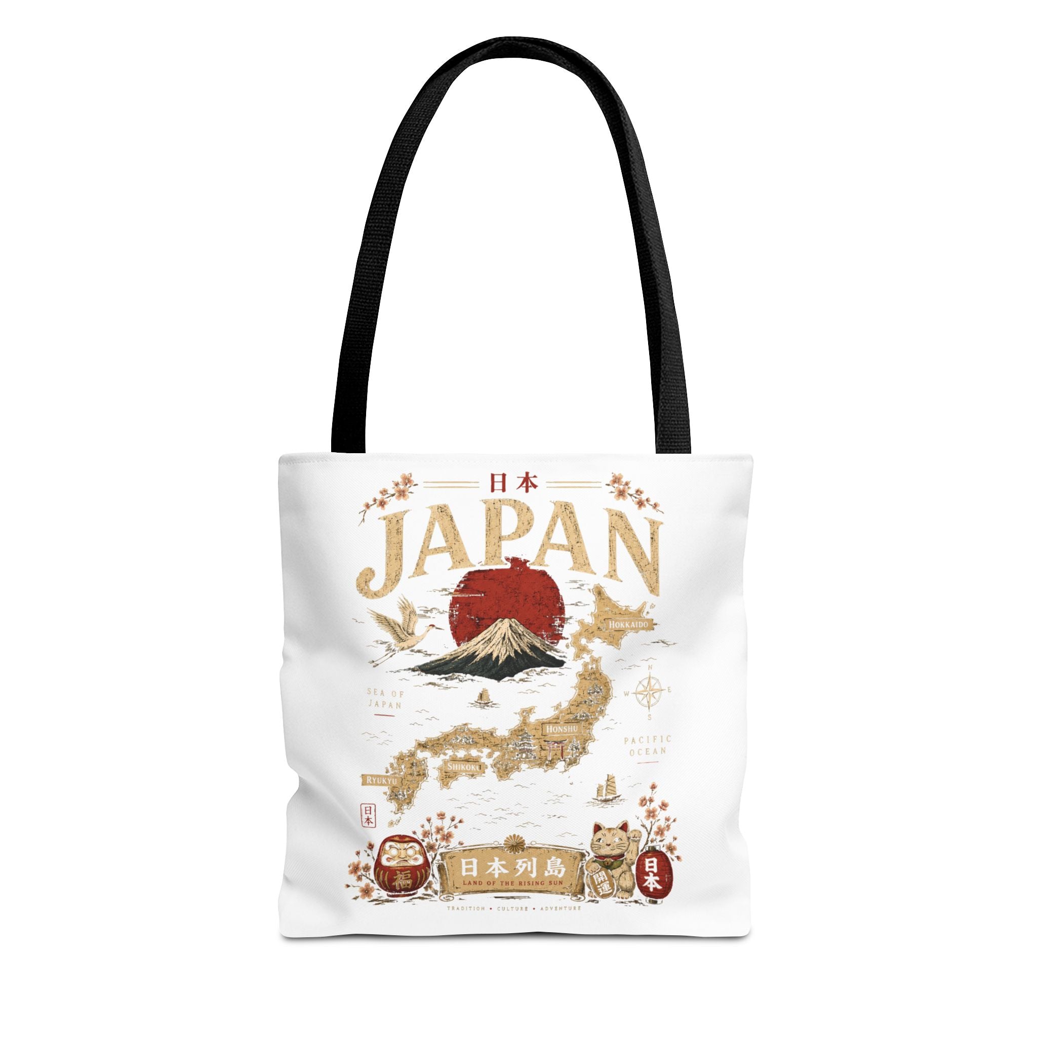 Japan Map Tote Bag – Mount Fuji & Rising Sun Travel Tote