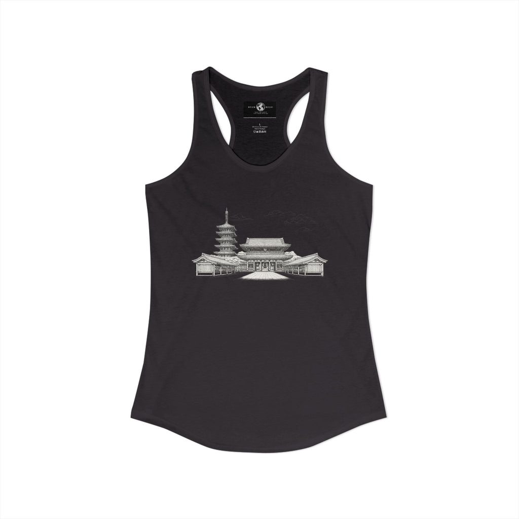 Asakusa Senso-ji Temple Racerback Tank — Minimal Outline Japan Travel Tee