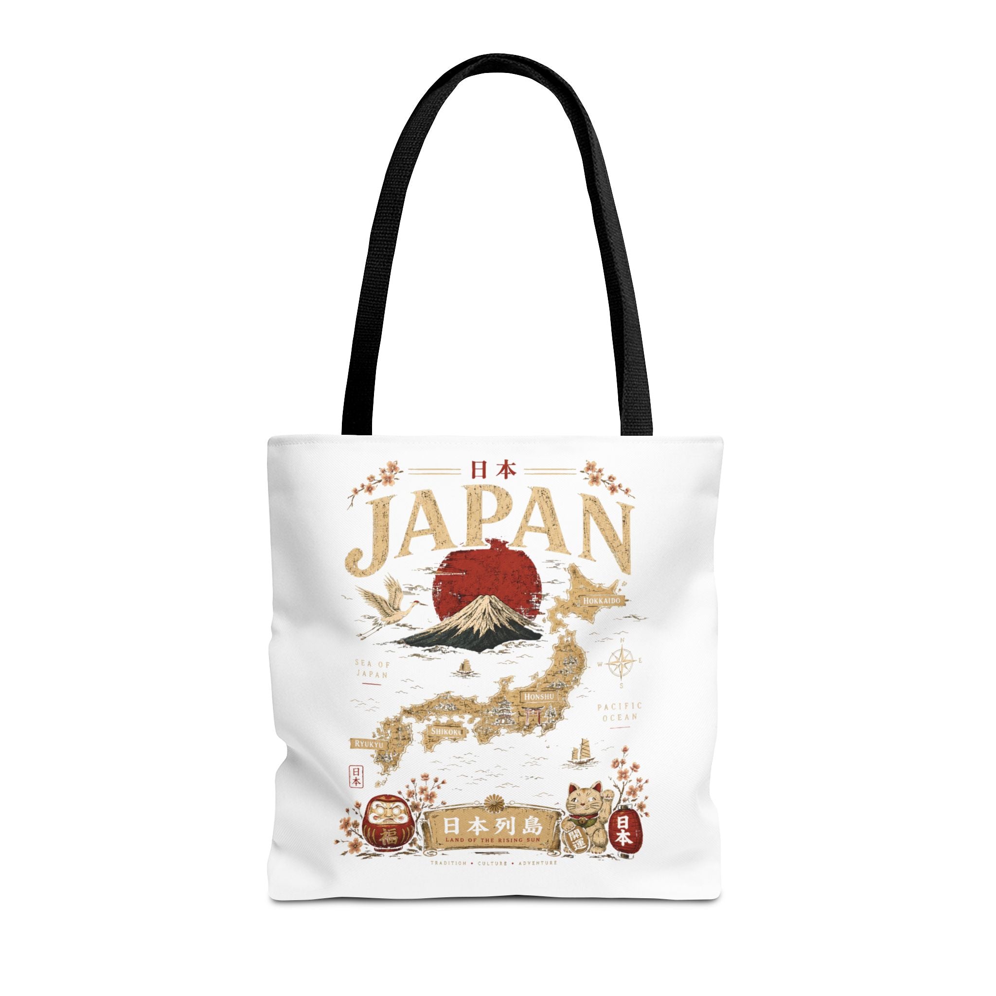 Japan Map Tote Bag – Mount Fuji & Rising Sun Travel Tote