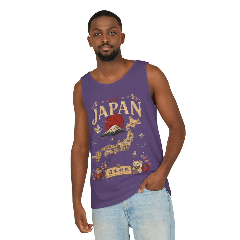 Japan Vintage Travel Tank Top — Mount Fuji & Lucky Cat Graphic