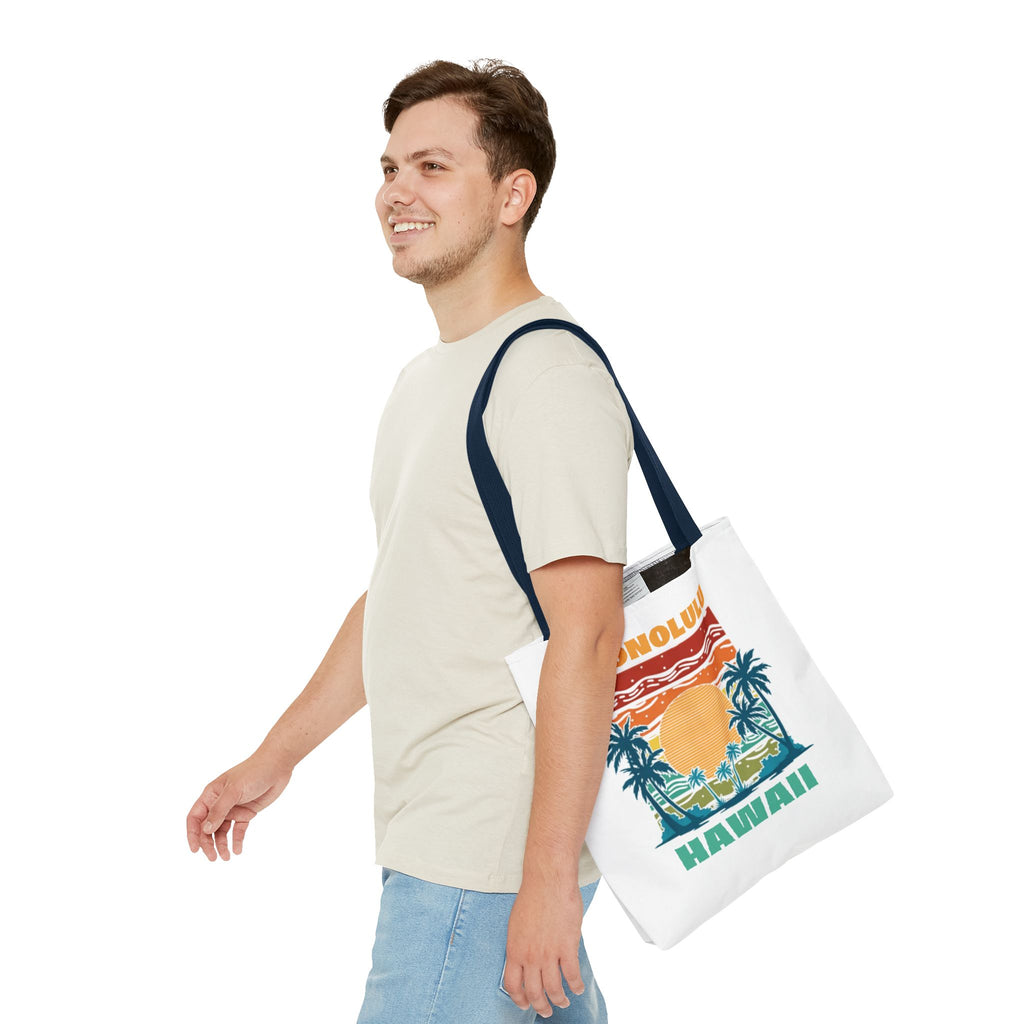 Honolulu Hawaii Sunset Tote Bag – Vintage Palm Beach Vacation Tote