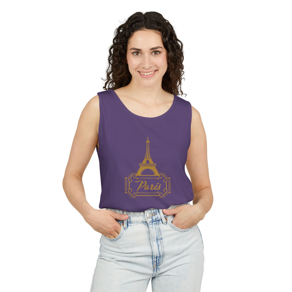 Paris Eiffel Tower Tank Top — Elegant Gold Paris Graphic