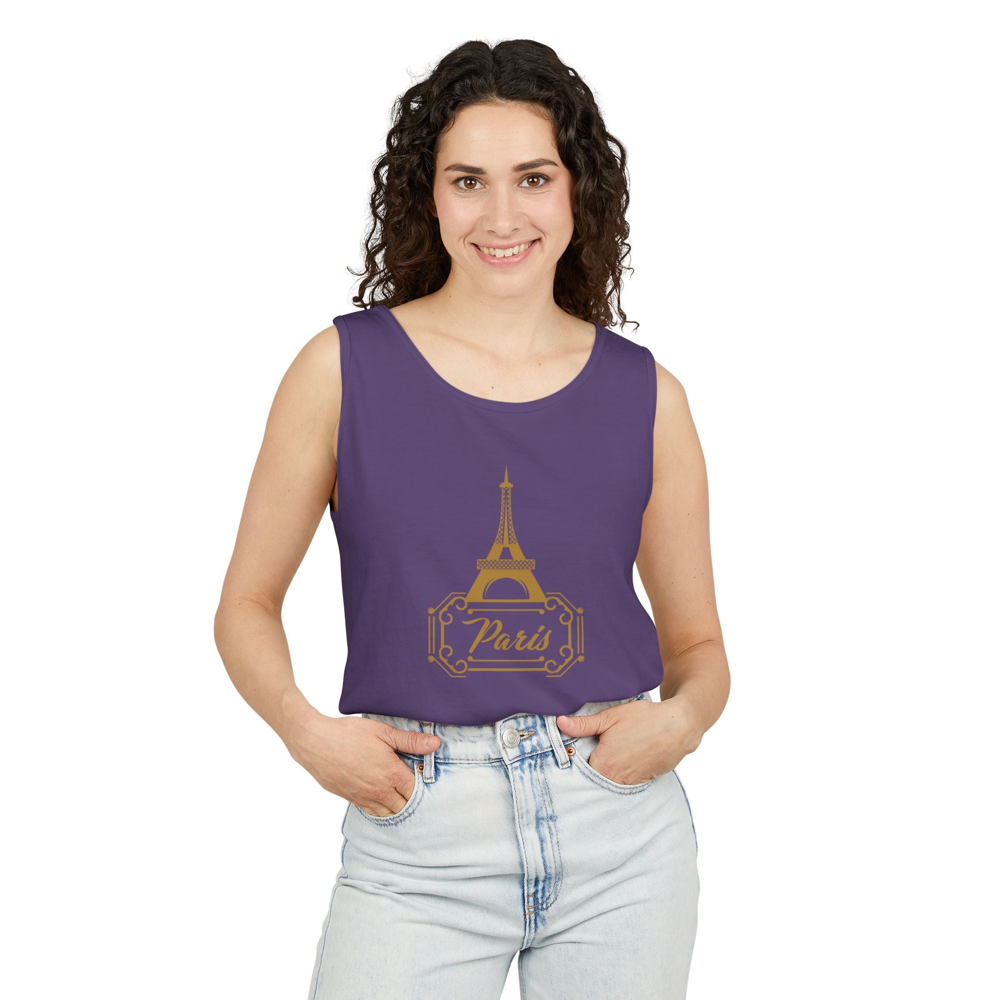 Paris Eiffel Tower Tank Top — Elegant Gold Paris Graphic