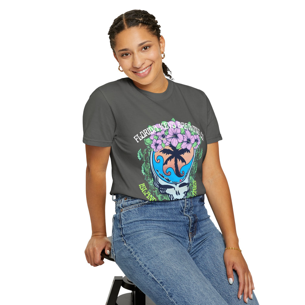 Island Vibes Skull T-Shirt — "Island Vibes & Good Times" Tropical Graphic Tee - Key West