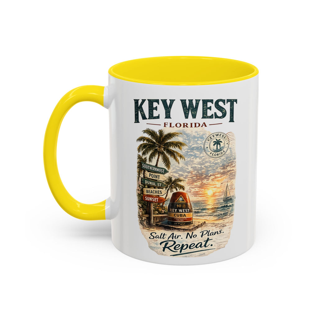 Key West Florida Coffee Mug - 'Salt Air. No Plans. Repeat.' Beach Souvenir Accent Mug (11/15oz)