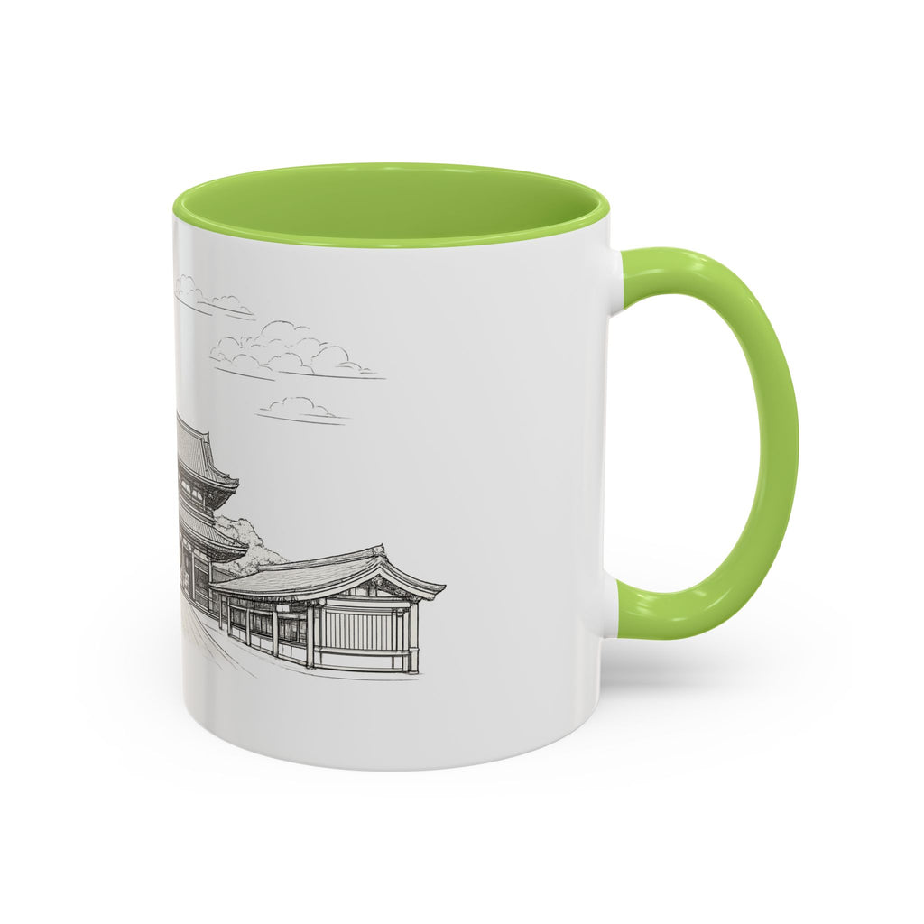 Senso-ji Temple Accent Coffee Mug — Asakusa Japan Minimal Outline Design (11/15oz)