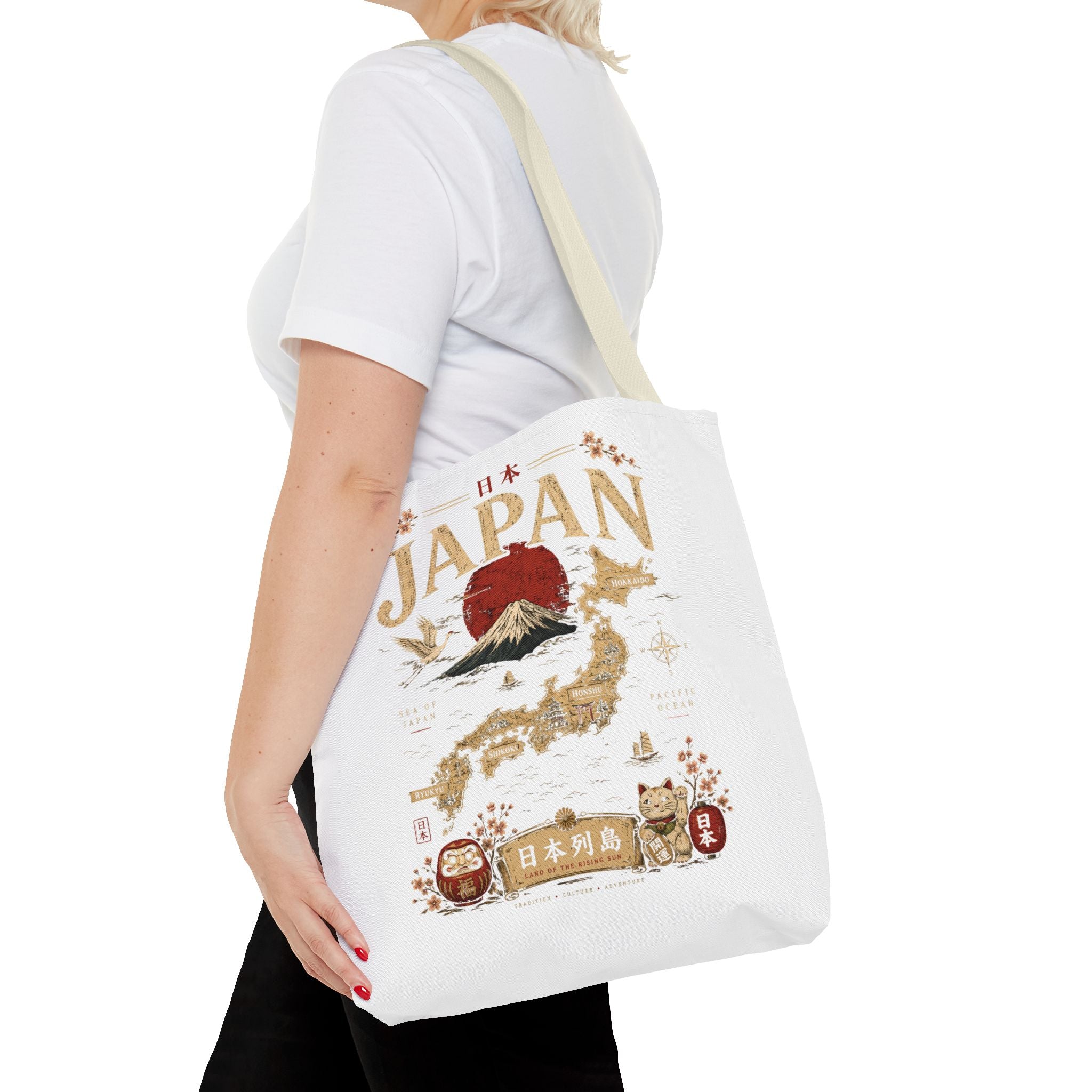 Japan Map Tote Bag – Mount Fuji & Rising Sun Travel Tote